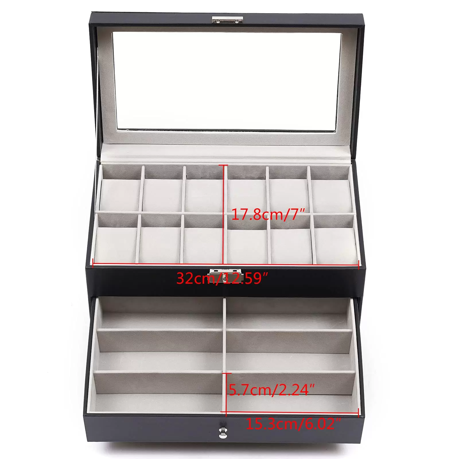 3 Schicht 12 Slots Männer Frauen Uhrenbox Uhrenschatulle Pu-Leder Schmuckschrank Schwarz 3 Schicht 12 Slots Männer Frauen Uhrenbox Uhrenschatulle Pu-Leder Schmuckschrank Schwarz