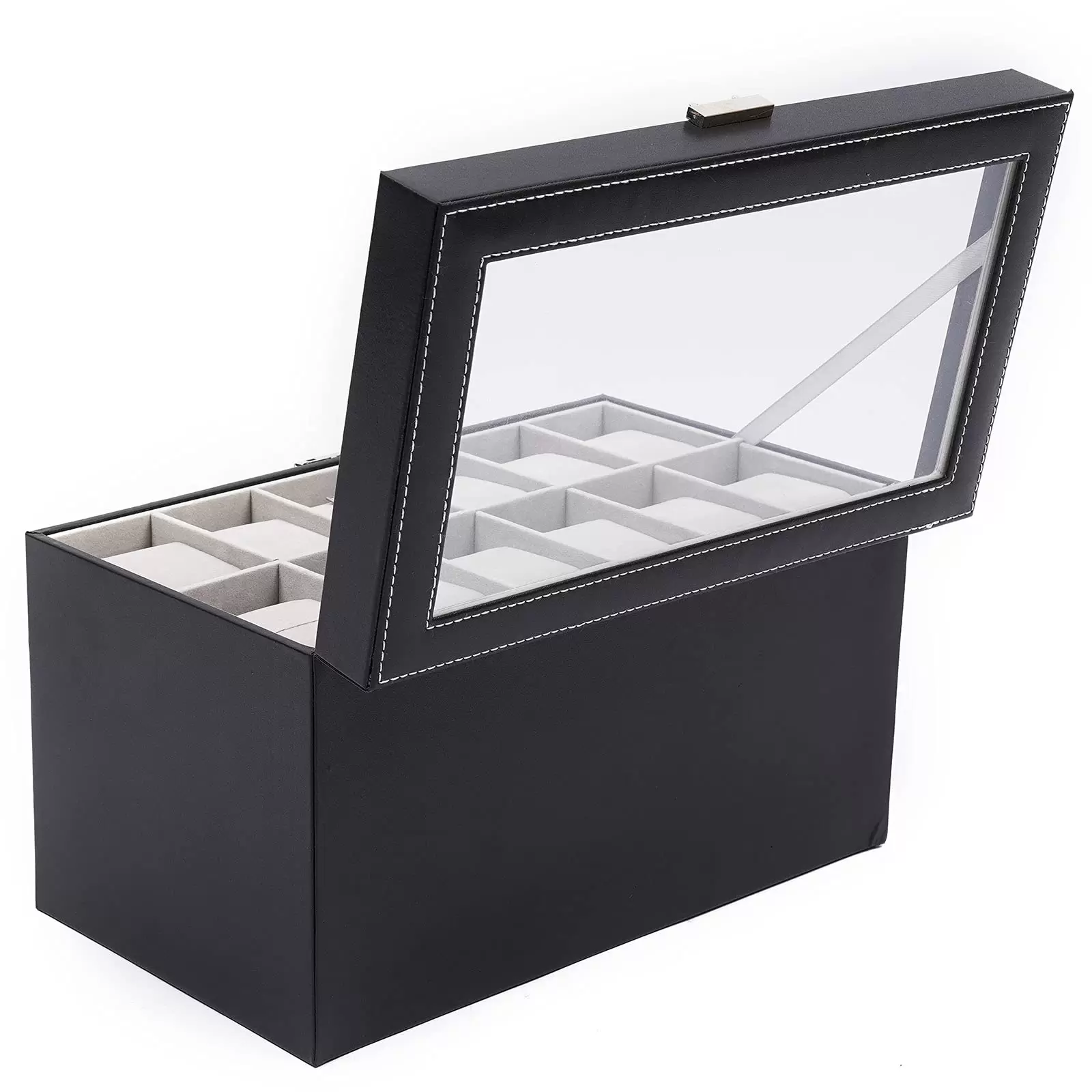 3 Schicht 12 Slots Männer Frauen Uhrenbox Uhrenschatulle Pu-Leder Schmuckschrank Schwarz 3 Schicht 12 Slots Männer Frauen Uhrenbox Uhrenschatulle Pu-Leder Schmuckschrank Schwarz
