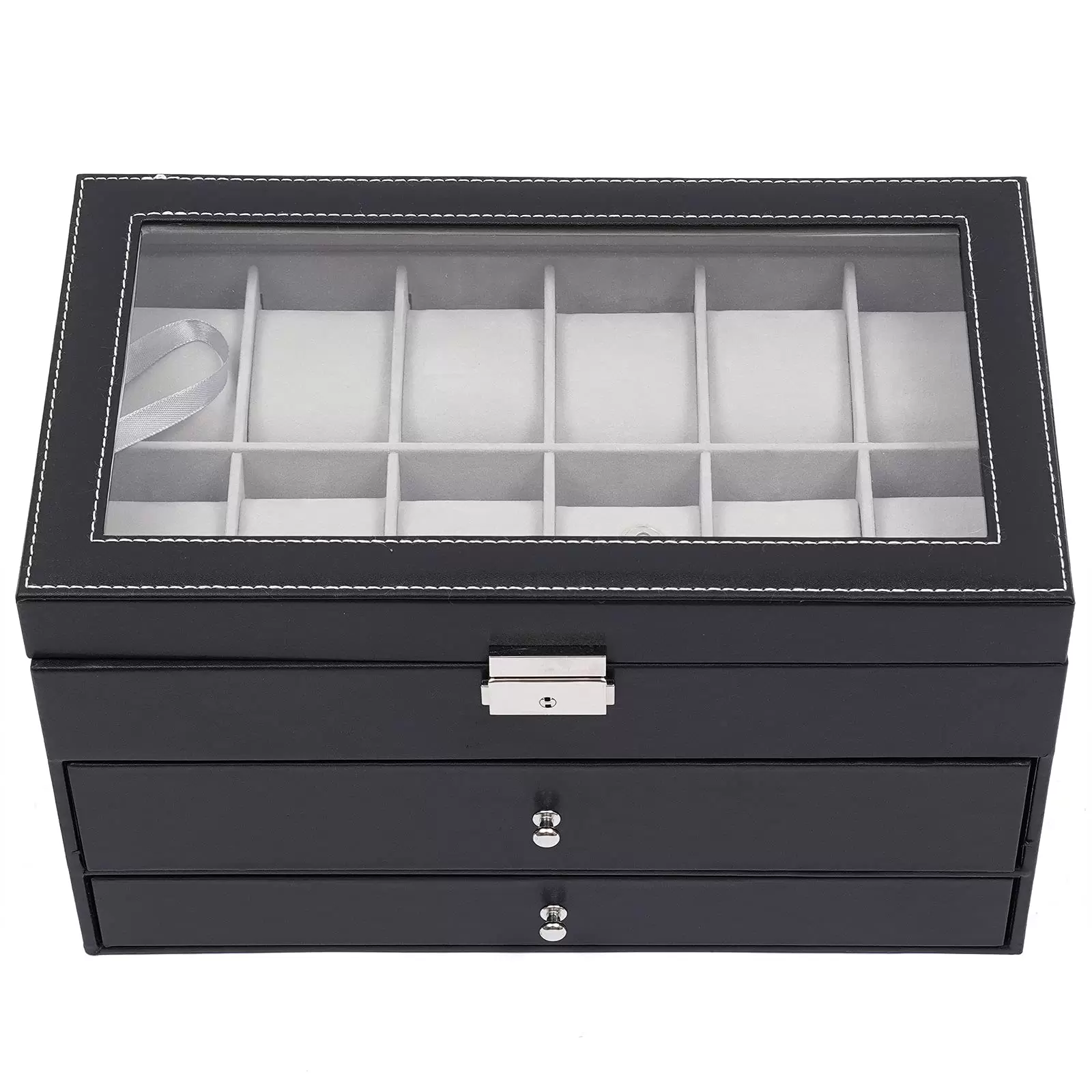 3 Schicht 12 Slots Männer Frauen Uhrenbox Uhrenschatulle Pu-Leder Schmuckschrank Schwarz 3 Schicht 12 Slots Männer Frauen Uhrenbox Uhrenschatulle Pu-Leder Schmuckschrank Schwarz
