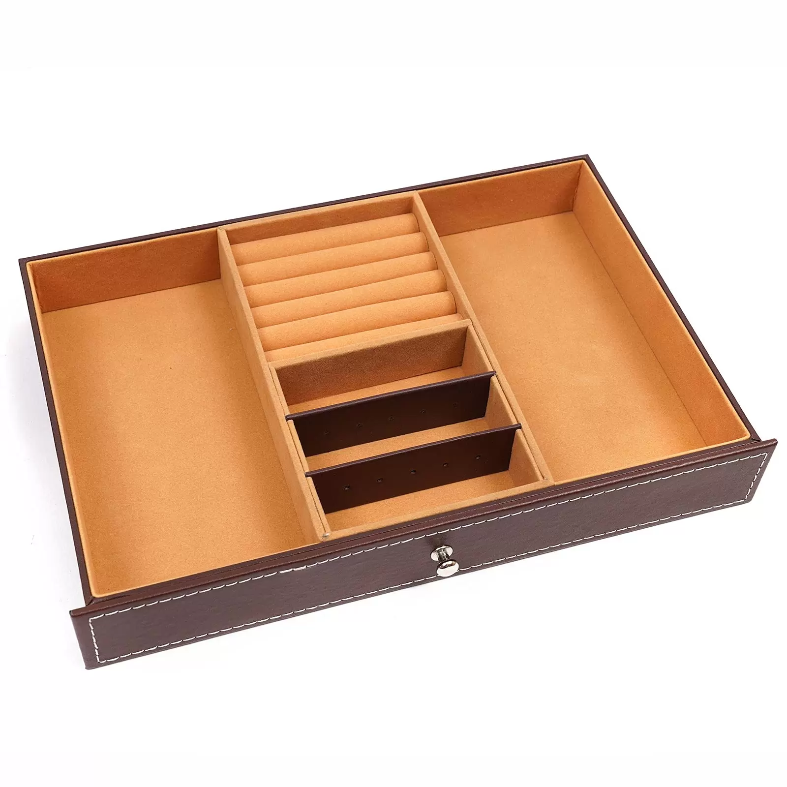 Geschenk 2 Ebenen Leder Schmuckkästchen mit Abnehmbares Fach & Sperren