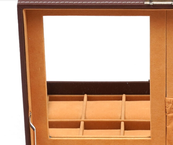 Geschenk 2 Ebenen Leder Schmuckkästchen mit Abnehmbares Fach & Sperren