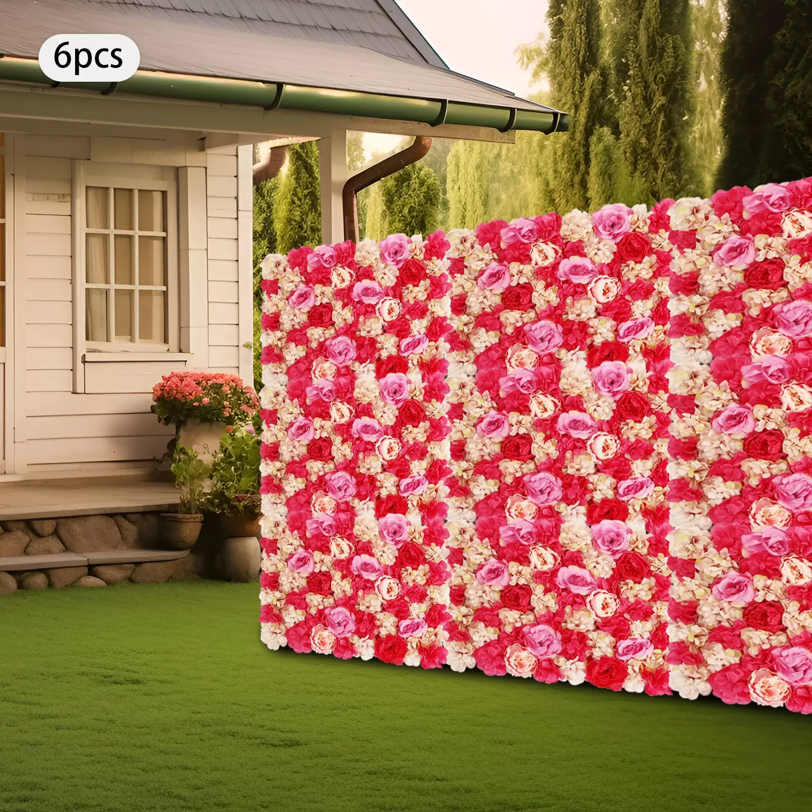 Blumenwand Hintergrund 6Pcs Künstliche Blumen Wand Panel Rosenwand 60 x 40cm