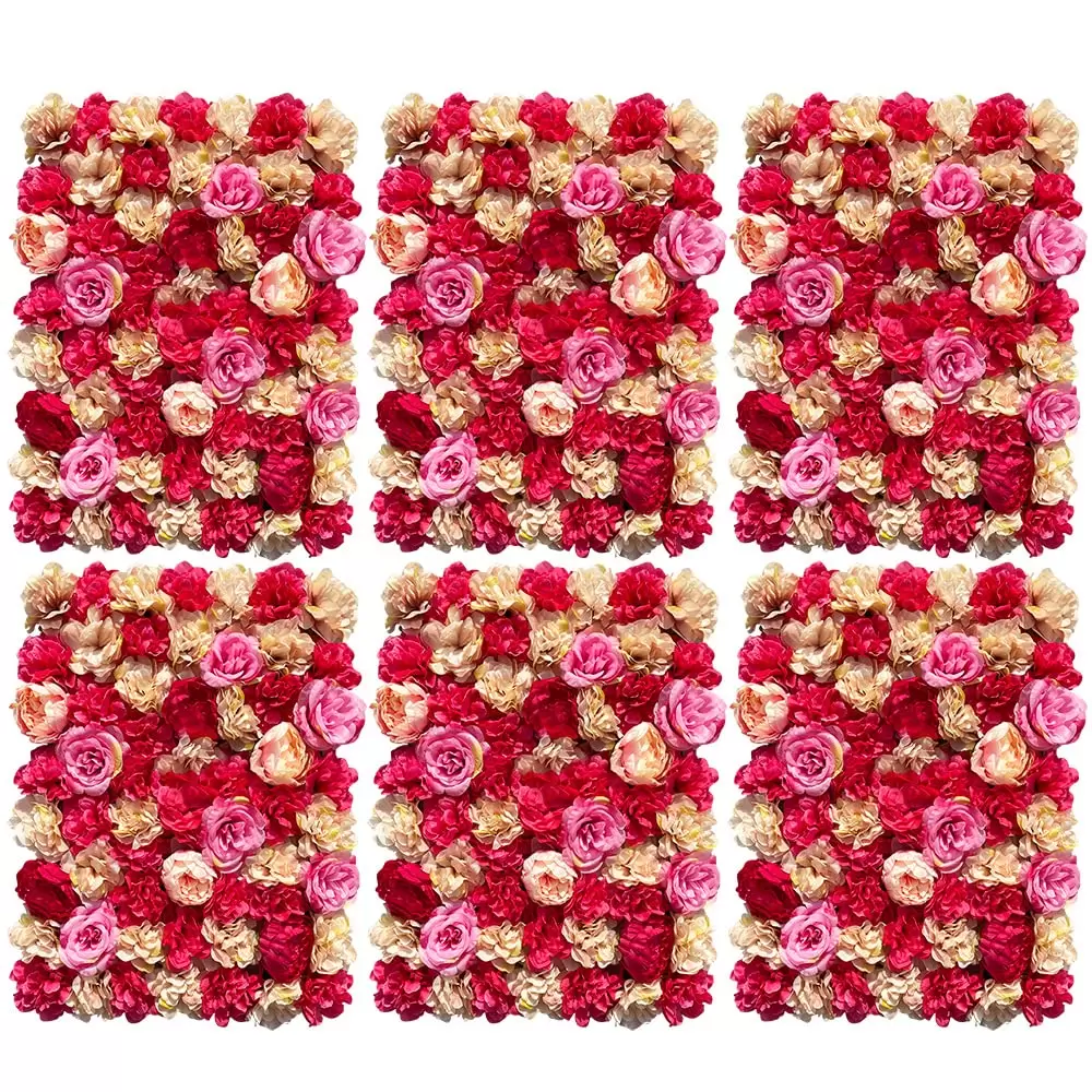 Blumenwand Hintergrund 6Pcs Künstliche Blumen Wand Panel Rosenwand 60 x 40cm