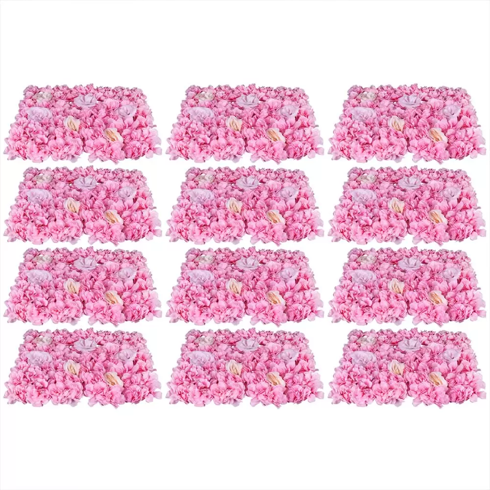 12x künstliche Blumenwand Rosenwand, DIY Hochzeitsstraße Hintergrund, Hintergrund künstliche Blumen für Dekoration, Hochzeit, Party