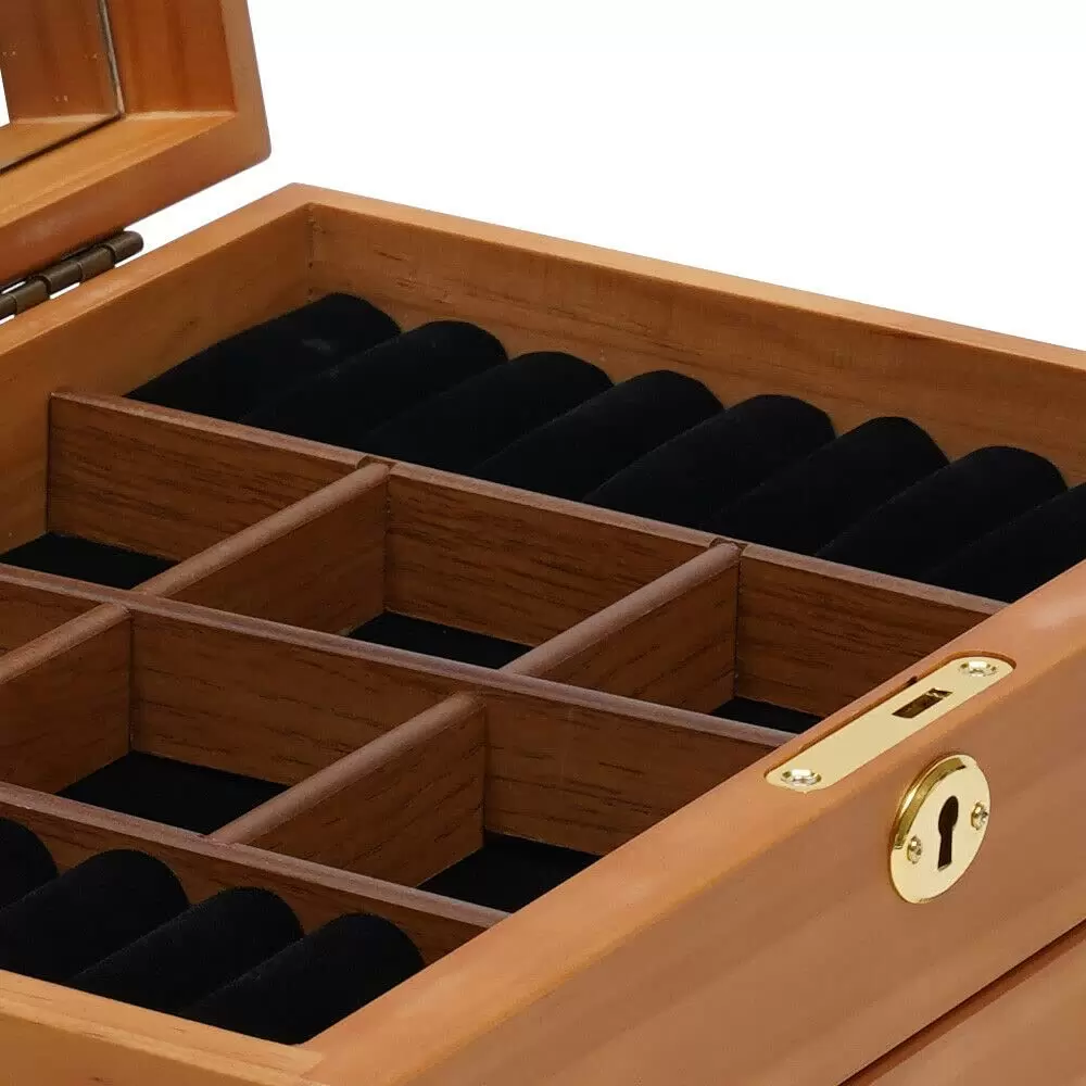 Schmuckkästchen aus Holz 3 Schichten Multifunktions Schmuck Aufbewahrungsbox