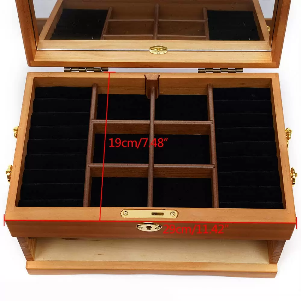 Schmuckkästchen aus Holz 3 Schichten Multifunktions Schmuck Aufbewahrungsbox
