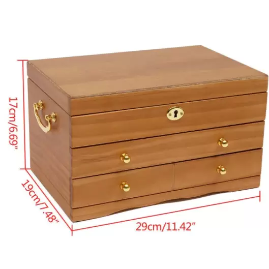 Schmuckkästchen aus Holz 3 Schichten Multifunktions Schmuck Aufbewahrungsbox