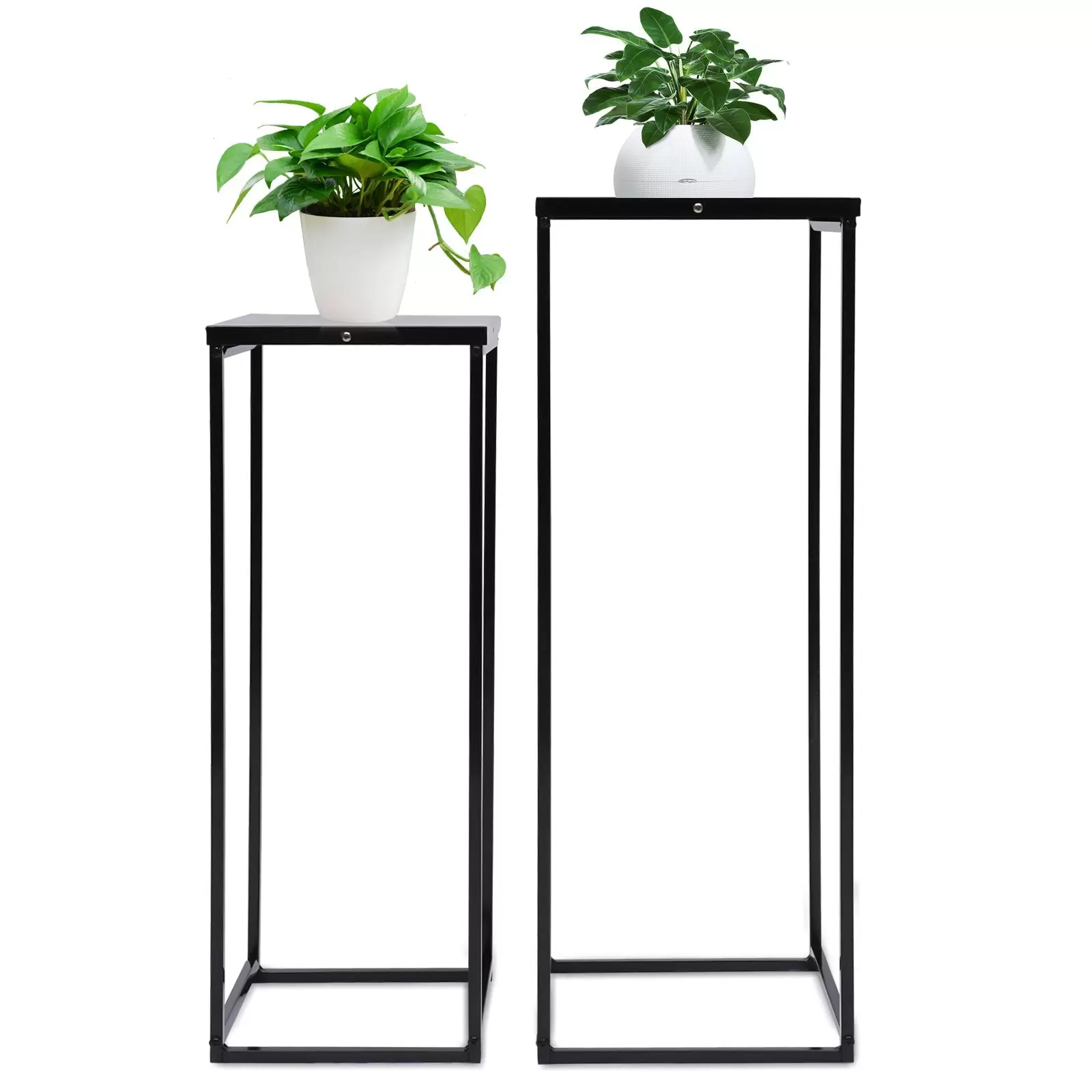 低于100欧2PC Blumenständer Metallständer für Zimmerpflanzen Pflanzensäule Viereckig Dekosäul, Schwarz