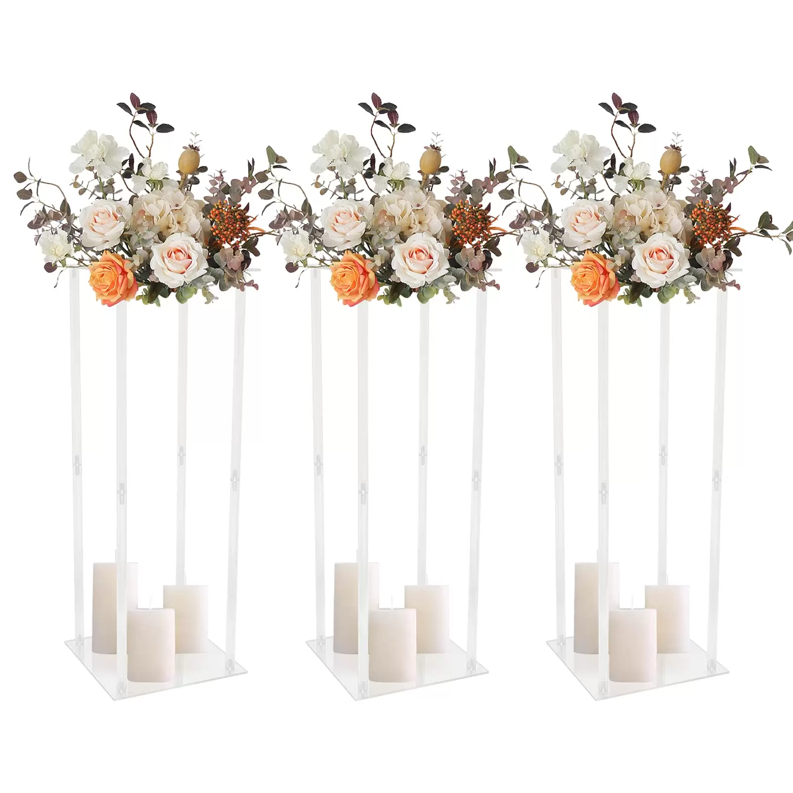 Acrylvasen Hochzeit Mittelstücke für Tische, Hochzeitsvase Säule, Klare Säulen Blumenständer