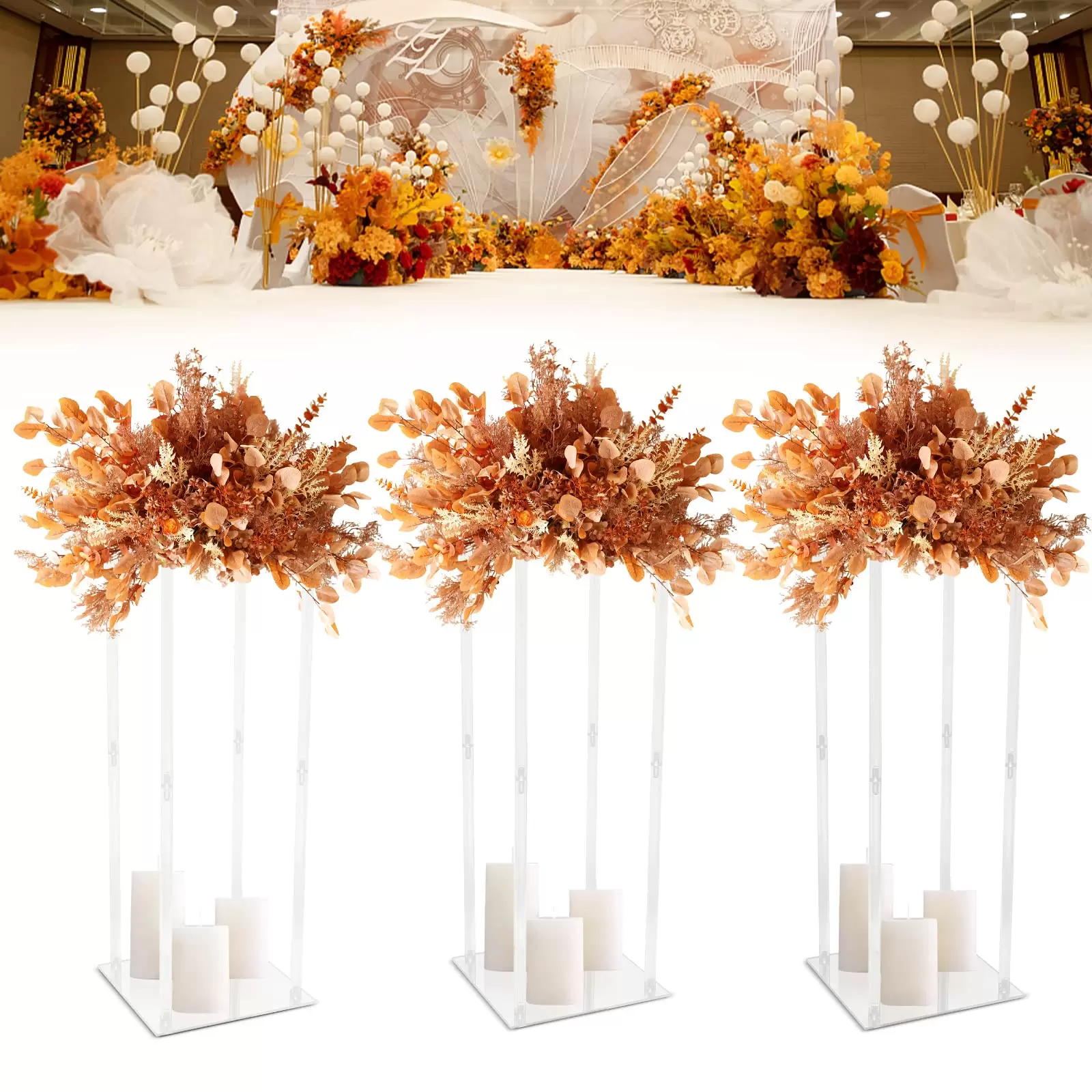 Acrylvasen Hochzeit Mittelstücke für Tische, Hochzeitsvase Säule, Klare Säulen Blumenständer