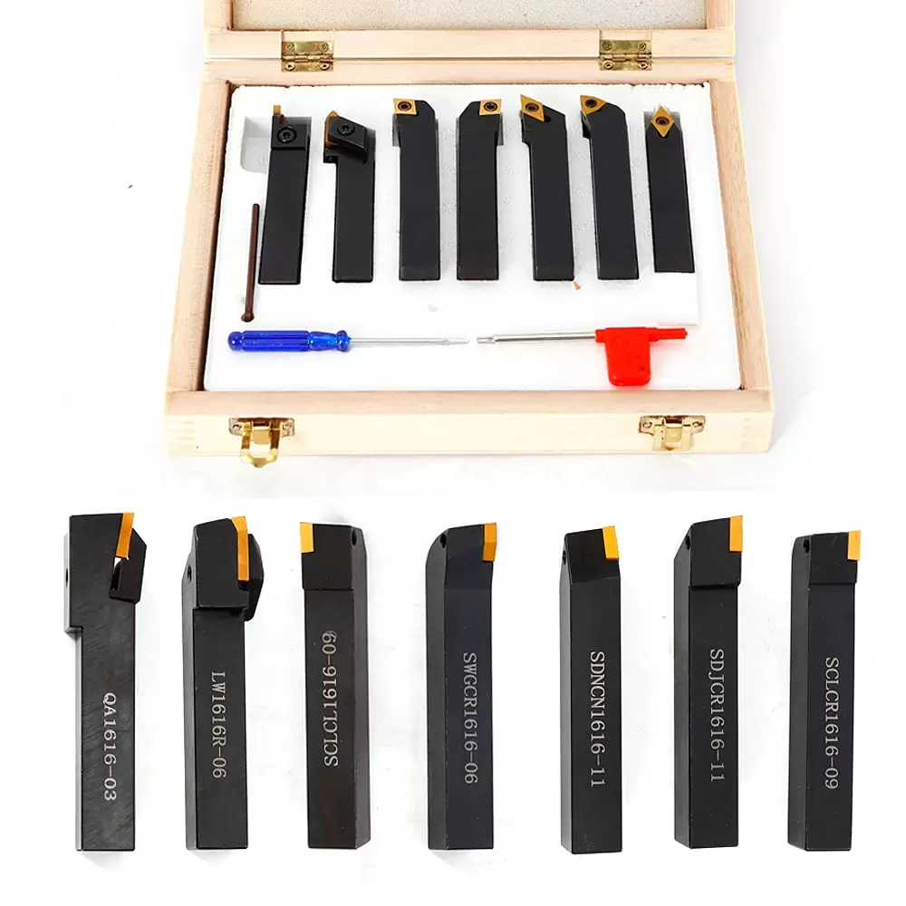 7 Stück Drehmaschine Tool Hartmetall Drehwerkzeuge Drehmeißel Drehstahl Satz Cutter Tool Set 16mm