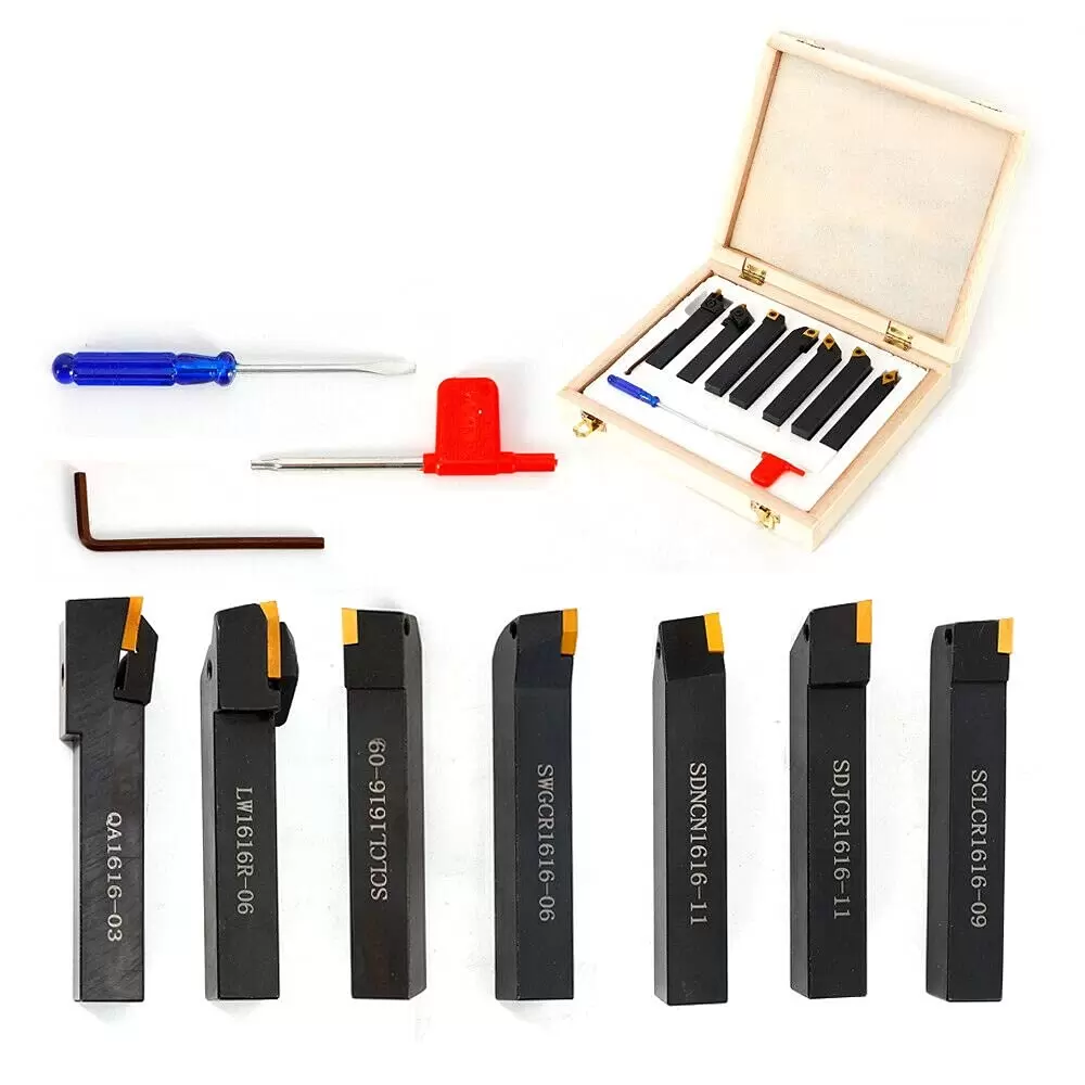 7 Stück Drehmaschine Tool Hartmetall Drehwerkzeuge Drehmeißel Drehstahl Satz Cutter Tool Set 16mm