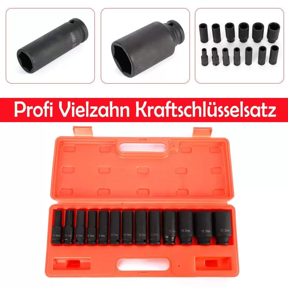 13-tlg (10-32mm) Schlagschraubernüsse KraftNüsse Kraft-Schlagschrauber-Nüsse