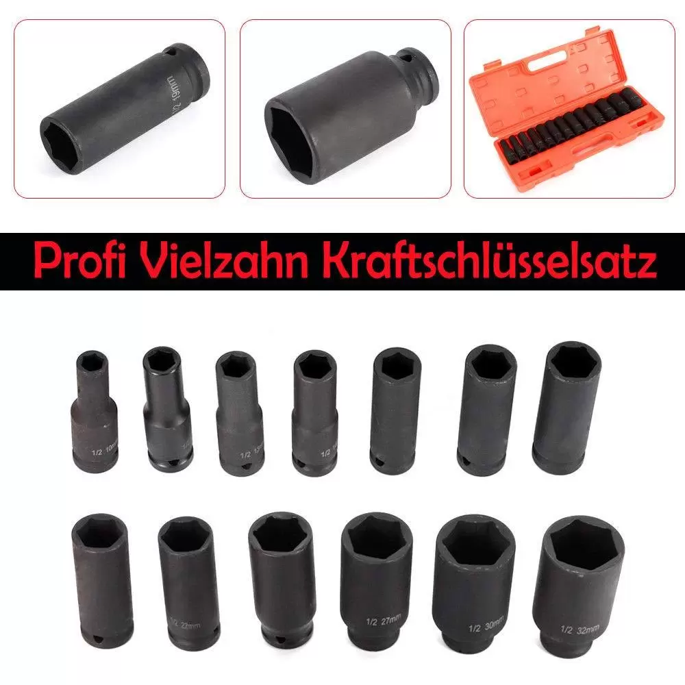 13-tlg (10-32mm) Schlagschraubernüsse KraftNüsse Kraft-Schlagschrauber-Nüsse 13-tlg (10-32mm) Schlagschraubernüsse KraftNüsse Kraft-Schlagschrauber-Nüsse