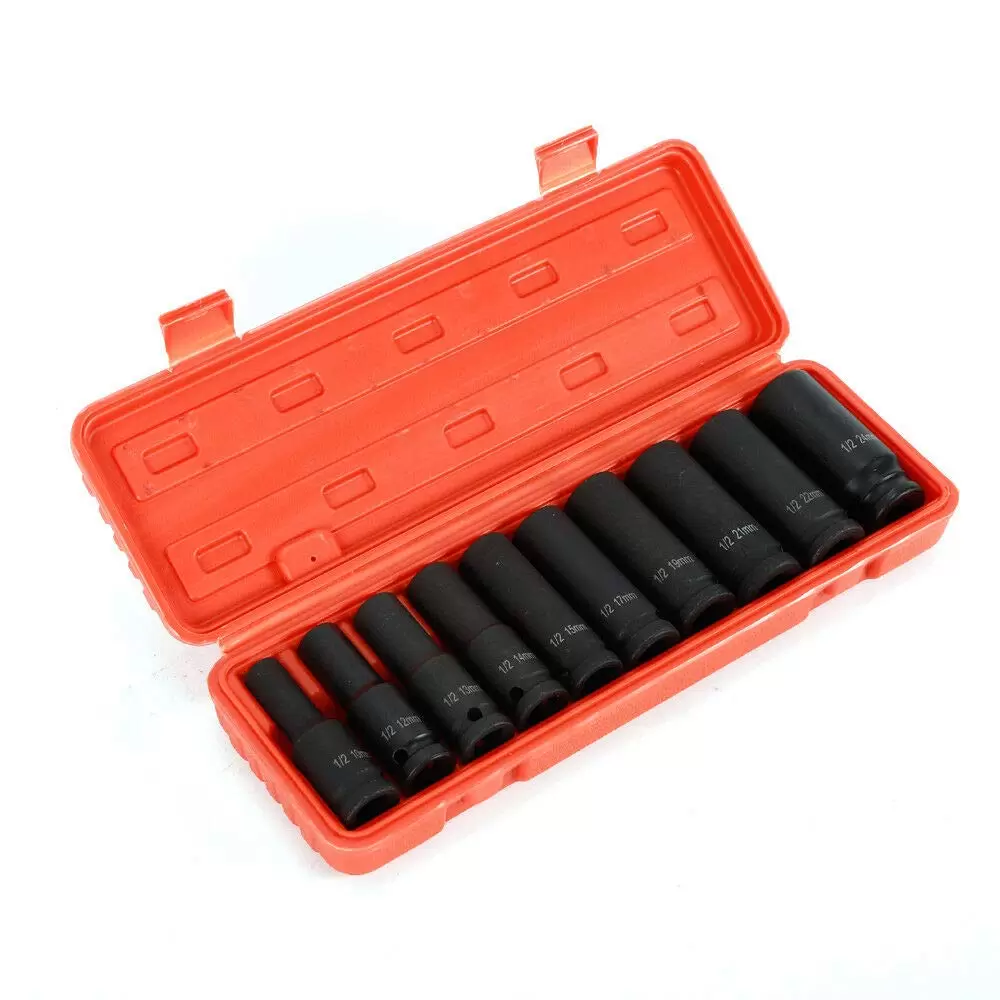 10 tlg Steckschlüssel Schlagschrauber Nuss Satz Kraft Nüsse Kraftnuss Set 1/2 10 tlg Steckschlüssel Schlagschrauber Nuss Satz Kraft Nüsse Kraftnuss Set 1/2