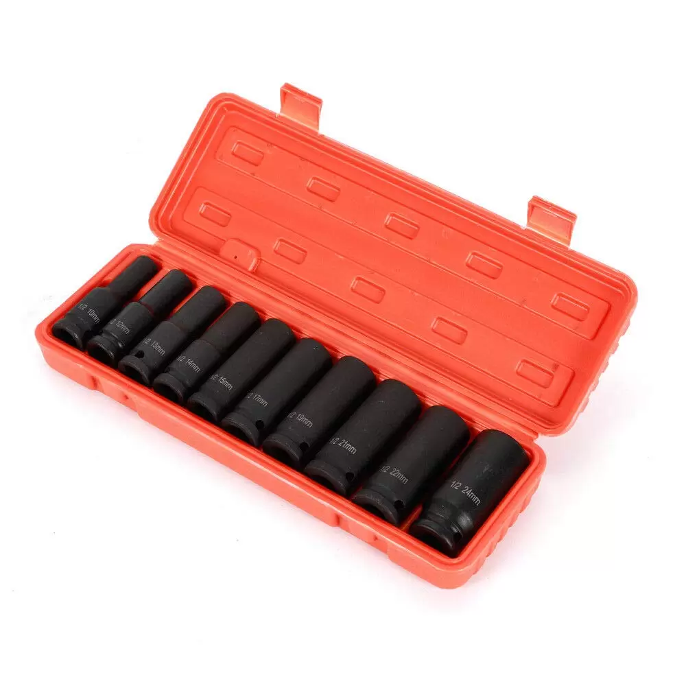 10 tlg Steckschlüssel Schlagschrauber Nuss Satz Kraft Nüsse Kraftnuss Set 1/2 10 tlg Steckschlüssel Schlagschrauber Nuss Satz Kraft Nüsse Kraftnuss Set 1/2