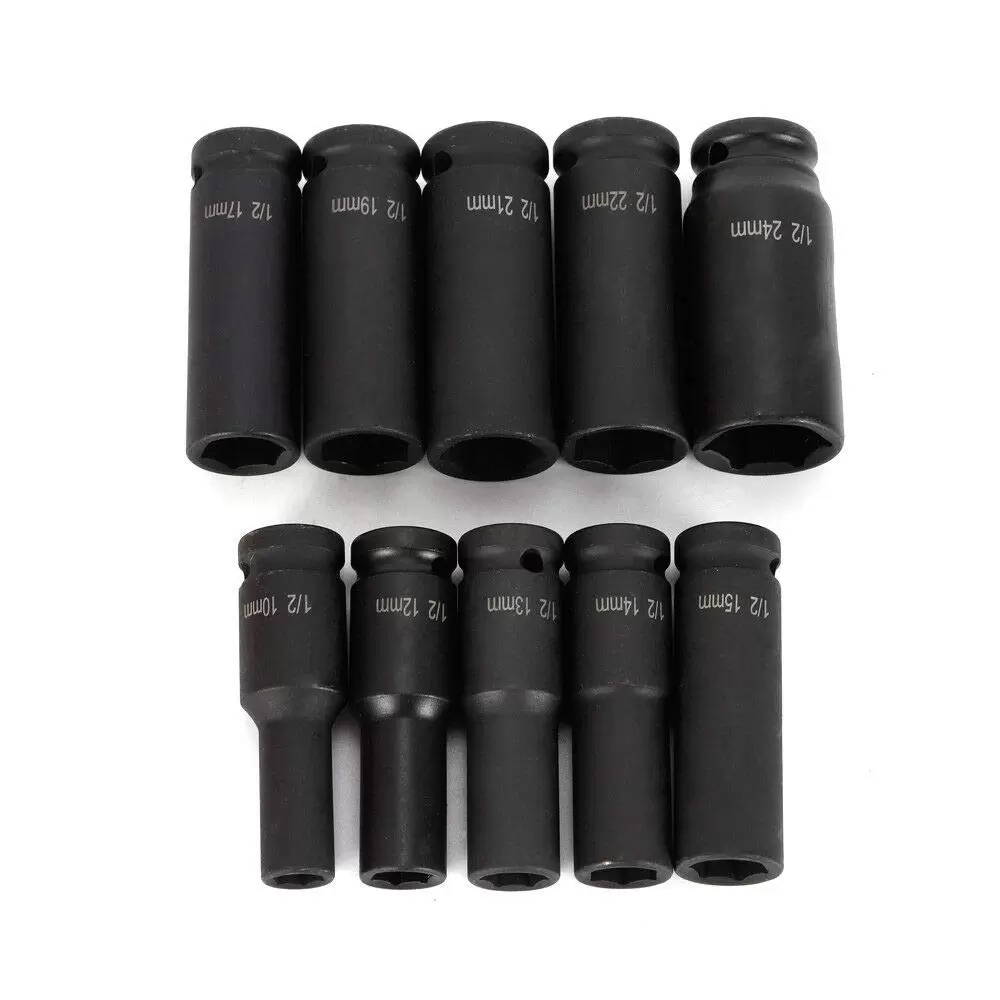 10 tlg Steckschlüssel Schlagschrauber Nuss Satz Kraft Nüsse Kraftnuss Set 1/2 10 tlg Steckschlüssel Schlagschrauber Nuss Satz Kraft Nüsse Kraftnuss Set 1/2