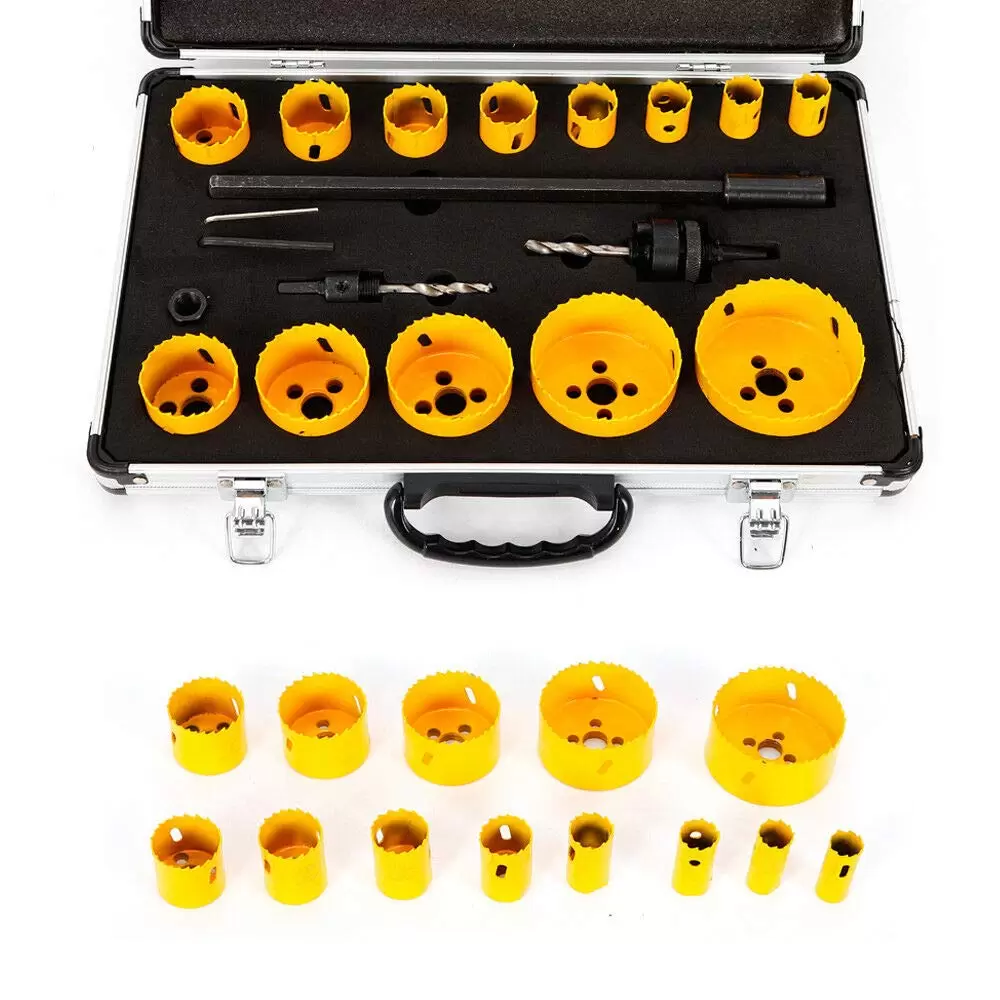 Lochsägen-Kit 17x Bimetall Dosenbohrer Bohrkronen HSS Lochsäge Drill Werkzeug