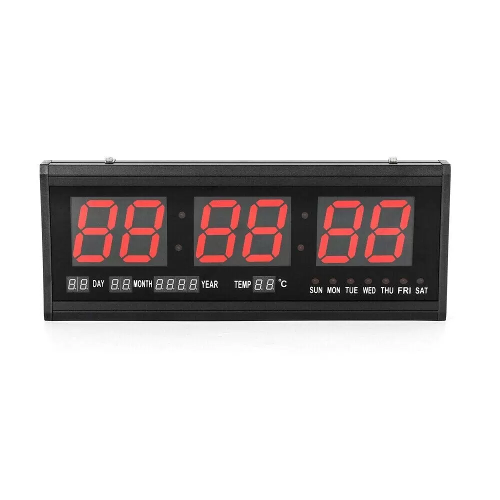 3-Zoll-LED-Wanduhr Digital LED Wanduhr mit Kalender Datum Temperatur Uhr 24-Stunden-Anzeige