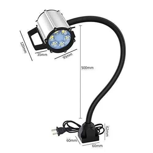 Flexibles Schwanenhals Licht, 5W LED Drehmaschine Lampe Arbeitslicht Wasserdicht Arm Licht mit Feste/Magnetic Base (Feste Basis)