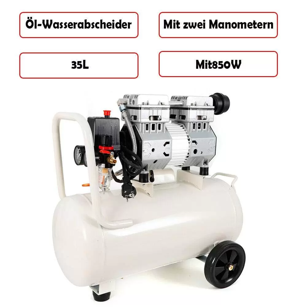 Druckluftkompressor Flüster Kompressor Luftkompressor Silent Druckluft 35L Airbrush (35L-850W)