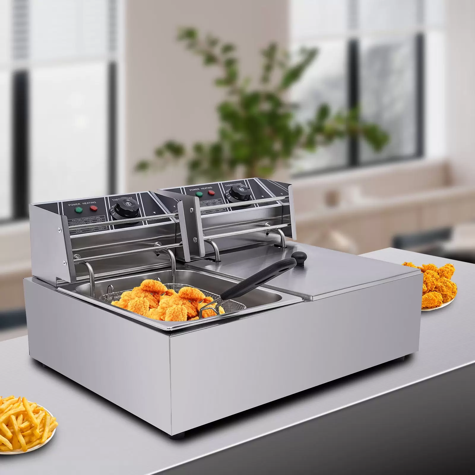 6 L + 6 L Commercial Elektro-Fritteusen Doppelfritteuse Edelstahl Fritteuse Maschine 5000 W 220 V Fat Chip Frittierte Maschine