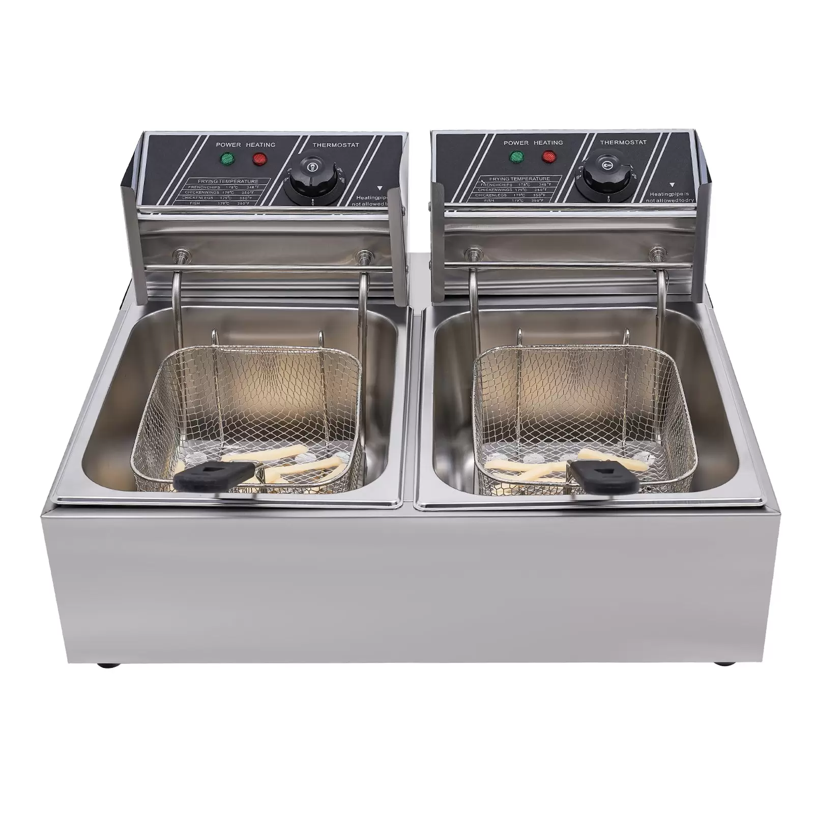6 L + 6 L Commercial Elektro-Fritteusen Doppelfritteuse Edelstahl Fritteuse Maschine 5000 W 220 V Fat Chip Frittierte Maschine