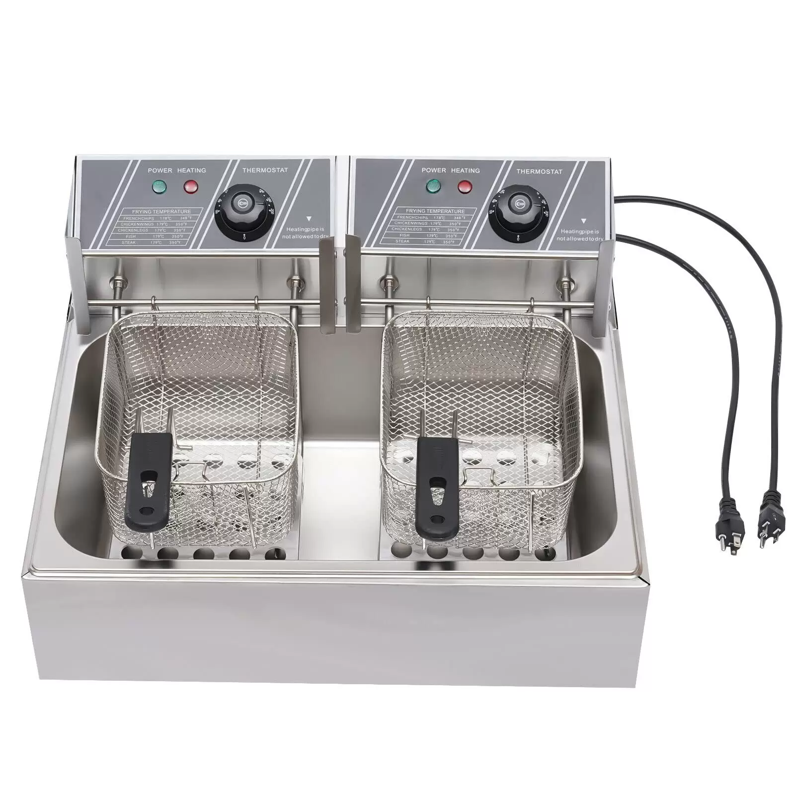 12L 2500W Fritteusen für Pommes Frites Hühnchen Restaurant Home Kitchen, Edelstahl Kaltzonen Doppelfritteuse 12L 2500W Fritteusen für Pommes Frites Hühnchen Restaurant Home Kitchen, Edelstahl Kaltzonen Doppelfritteuse