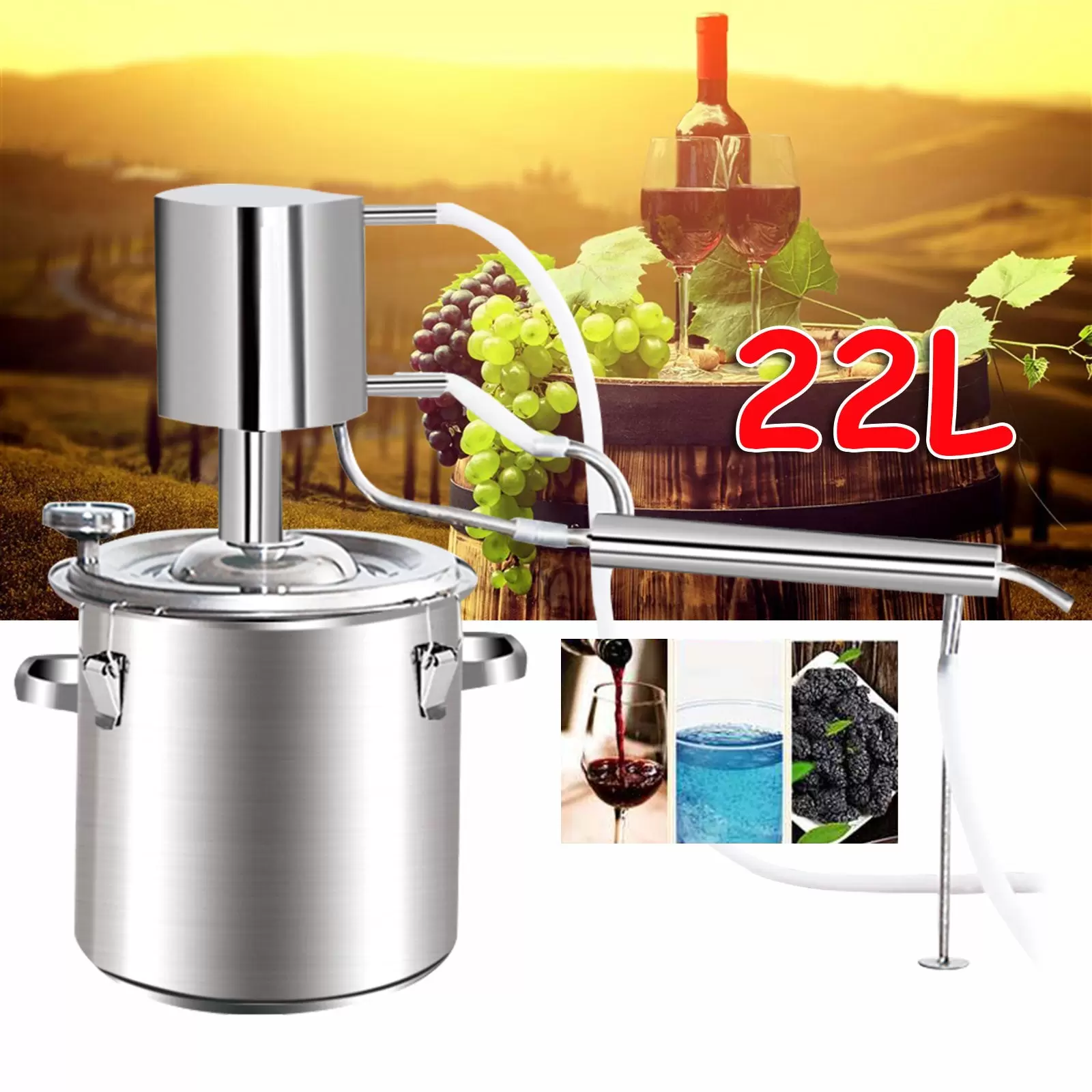CNCEST 22L Alkohol Destilliergerät Destillieranlage Haus Wein Destille Schnapsbrenne DE CNCEST 22L Alkohol Destilliergerät Destillieranlage Haus Wein Destille Schnapsbrenne DE