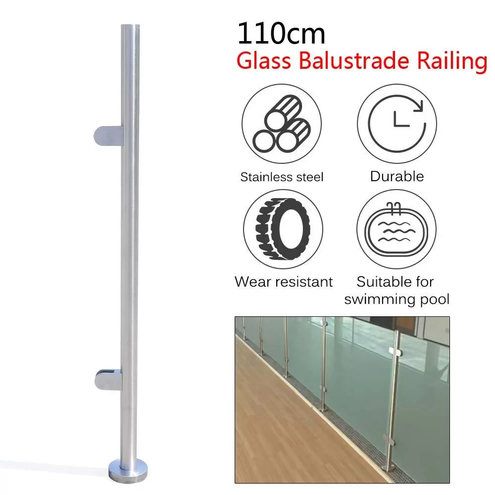 110cm Edelstahl 316 Treppengeländer Zaun Balustrade Geländerendpfosten
