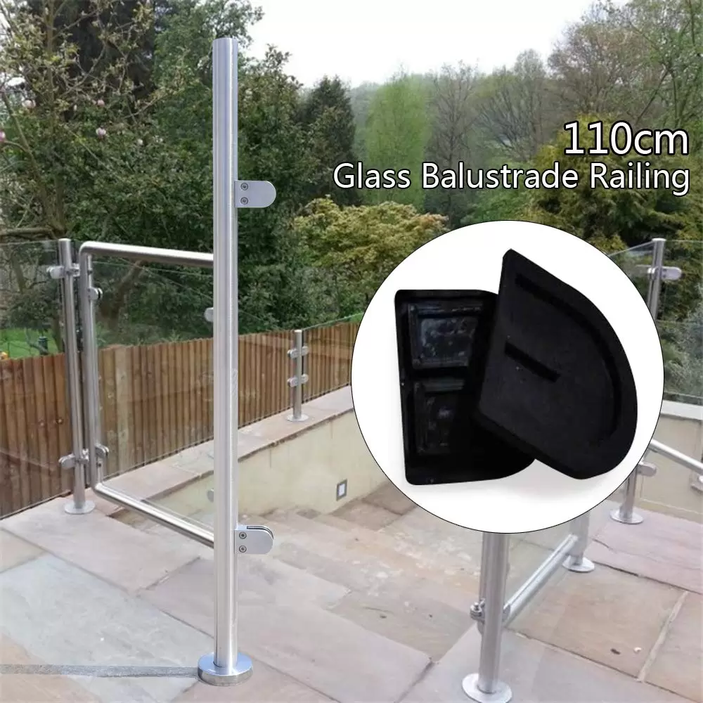 110cm Edelstahl 316 Treppengeländer Zaun Balustrade Geländerendpfosten