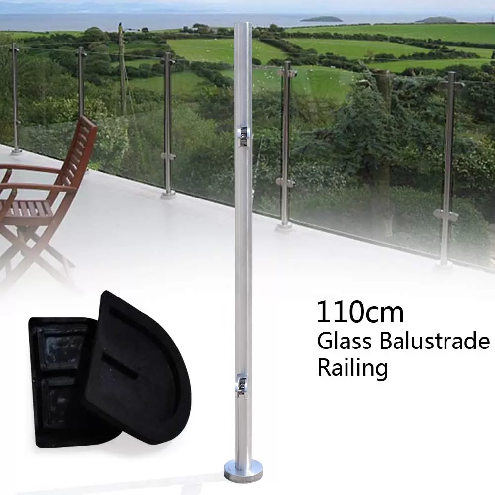 110cm Edelstahl 316 Treppengeländer Zaun Balustrade Geländerendpfosten