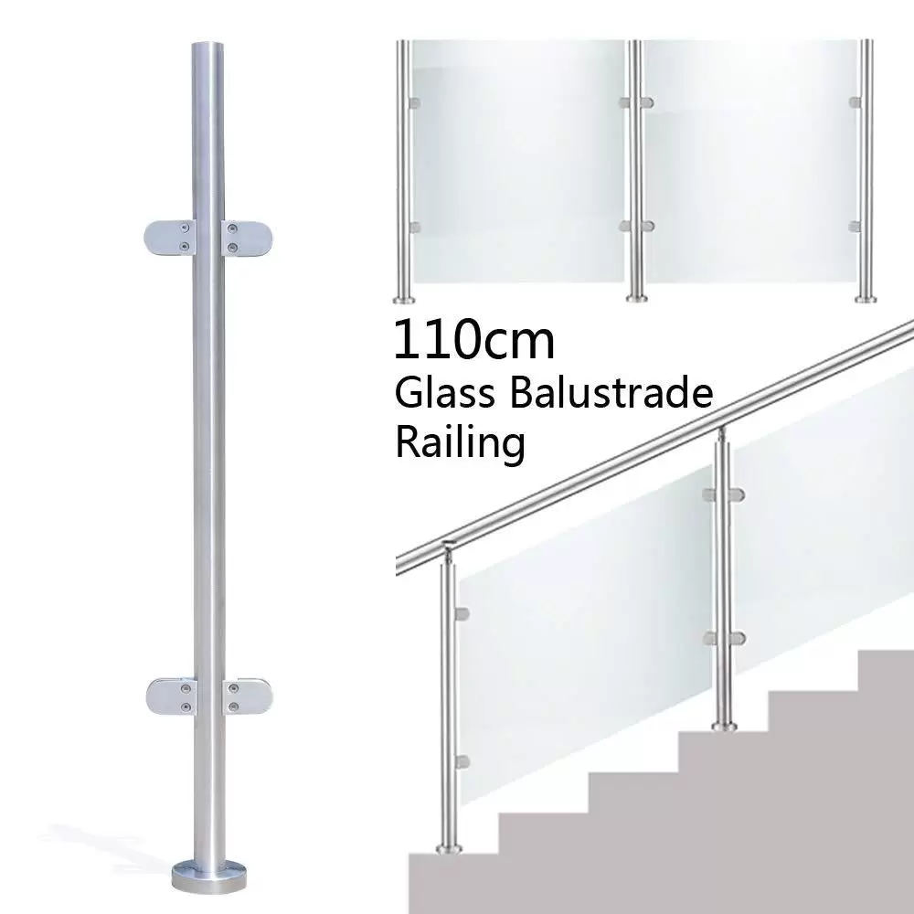 110cm Edelstahl 316 Treppengeländer Zaun Balustrade Geländerendpfosten