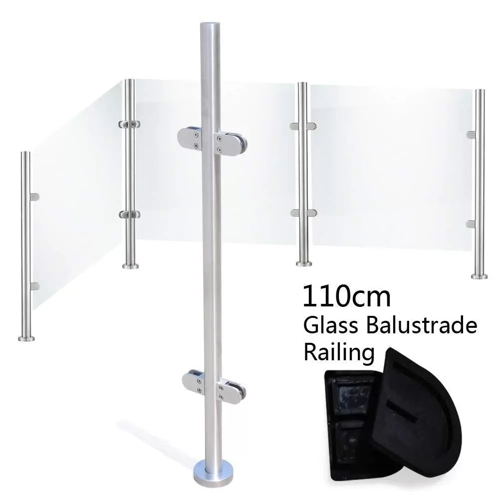 110cm Edelstahl 316 Treppengeländer Zaun Balustrade Geländerendpfosten
