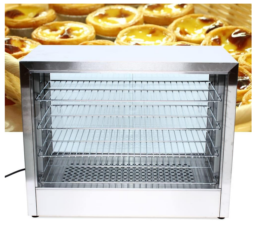 CNCEST 1000W Elektrisch Geschirrwärmer Vitrine 4 Tier Wärmeschau Rostfreier Stahl.