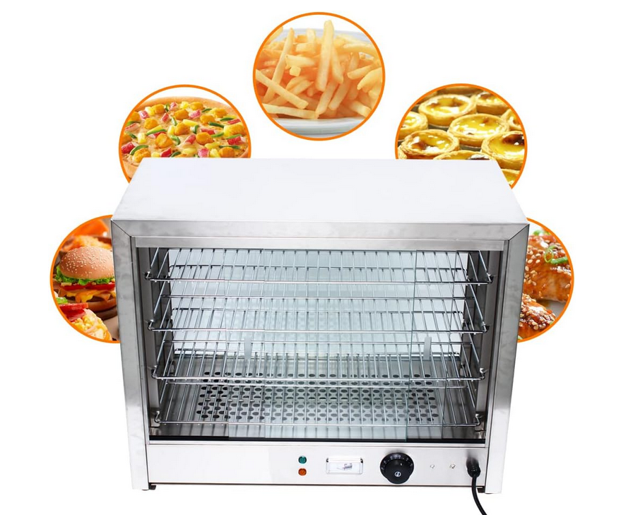 CNCEST 1000W Elektrisch Geschirrwärmer Vitrine 4 Tier Wärmeschau Rostfreier Stahl.