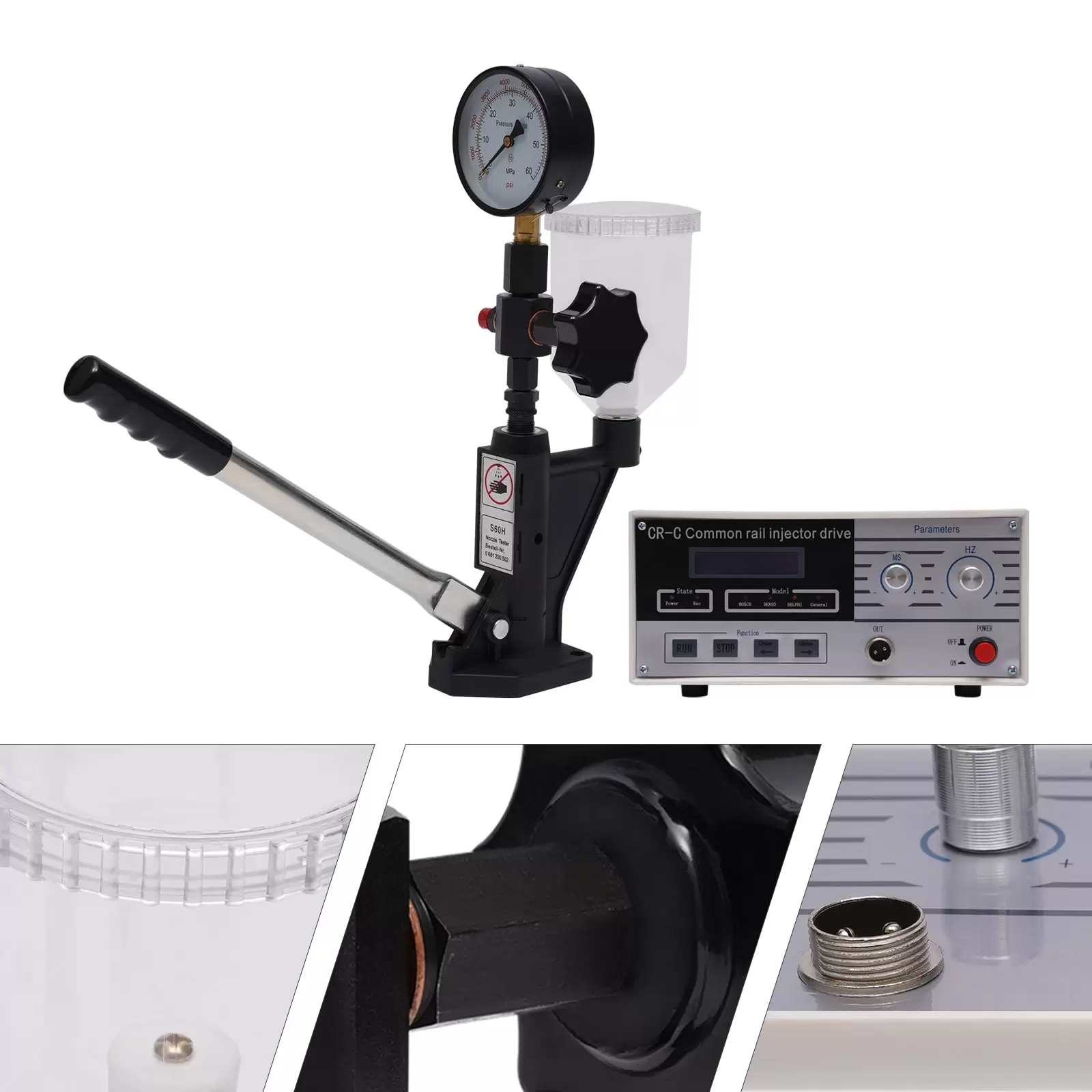 Diesel-Düsen-Injektor-Tester,600 bar Injektor-Tester, Multifunktionale Common-Rail-Diesel-Injektor-Testkits CR-C + Düsenvalidator S60H Diesel-Düsen-Injektor-Tester,600 bar Injektor-Tester, Multifunktionale Common-Rail-Diesel-Injektor-Testkits CR-C + Düsenvalidator S60H