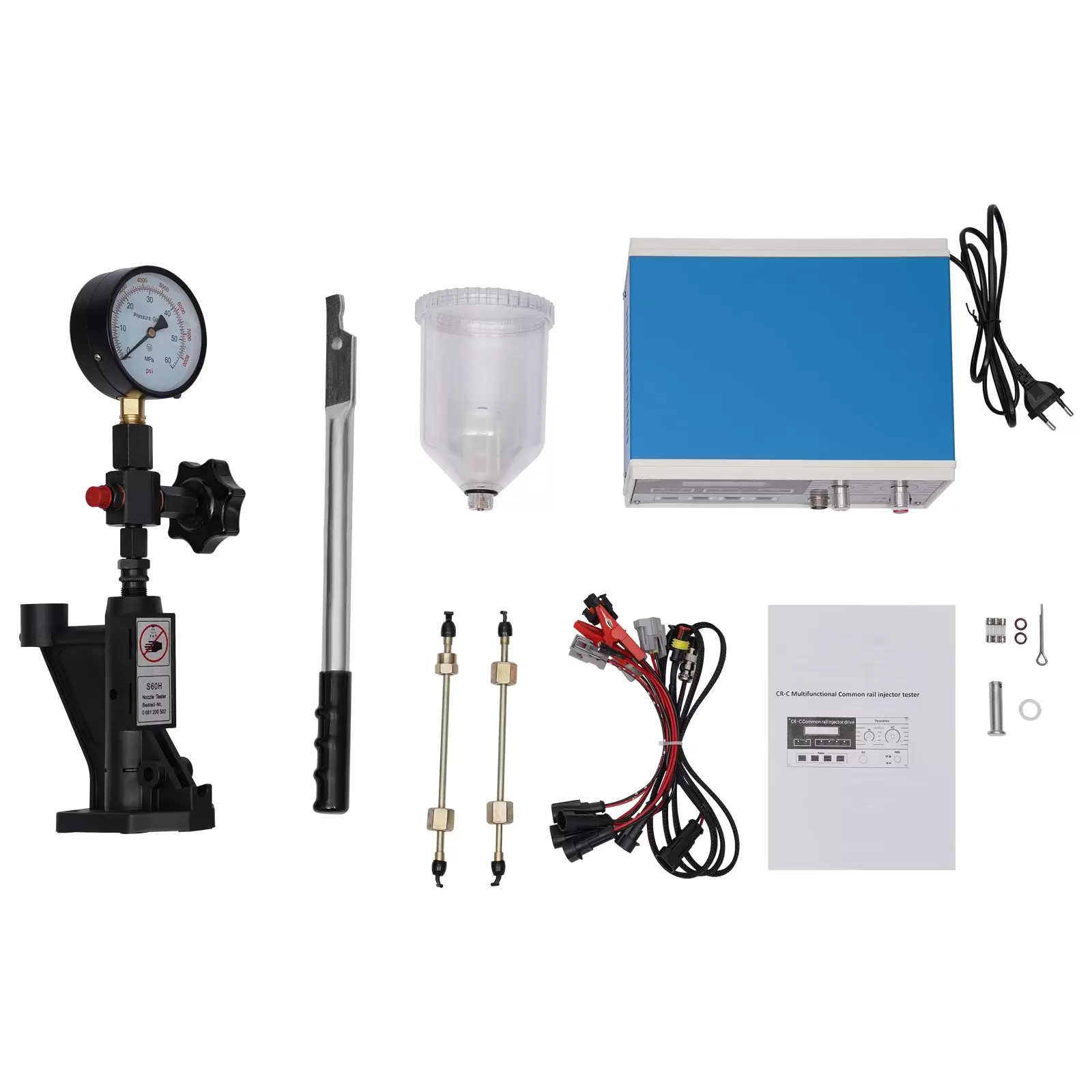 Diesel-Düsen-Injektor-Tester,600 bar Injektor-Tester, Multifunktionale Common-Rail-Diesel-Injektor-Testkits CR-C + Düsenvalidator S60H Diesel-Düsen-Injektor-Tester,600 bar Injektor-Tester, Multifunktionale Common-Rail-Diesel-Injektor-Testkits CR-C + Düsenvalidator S60H