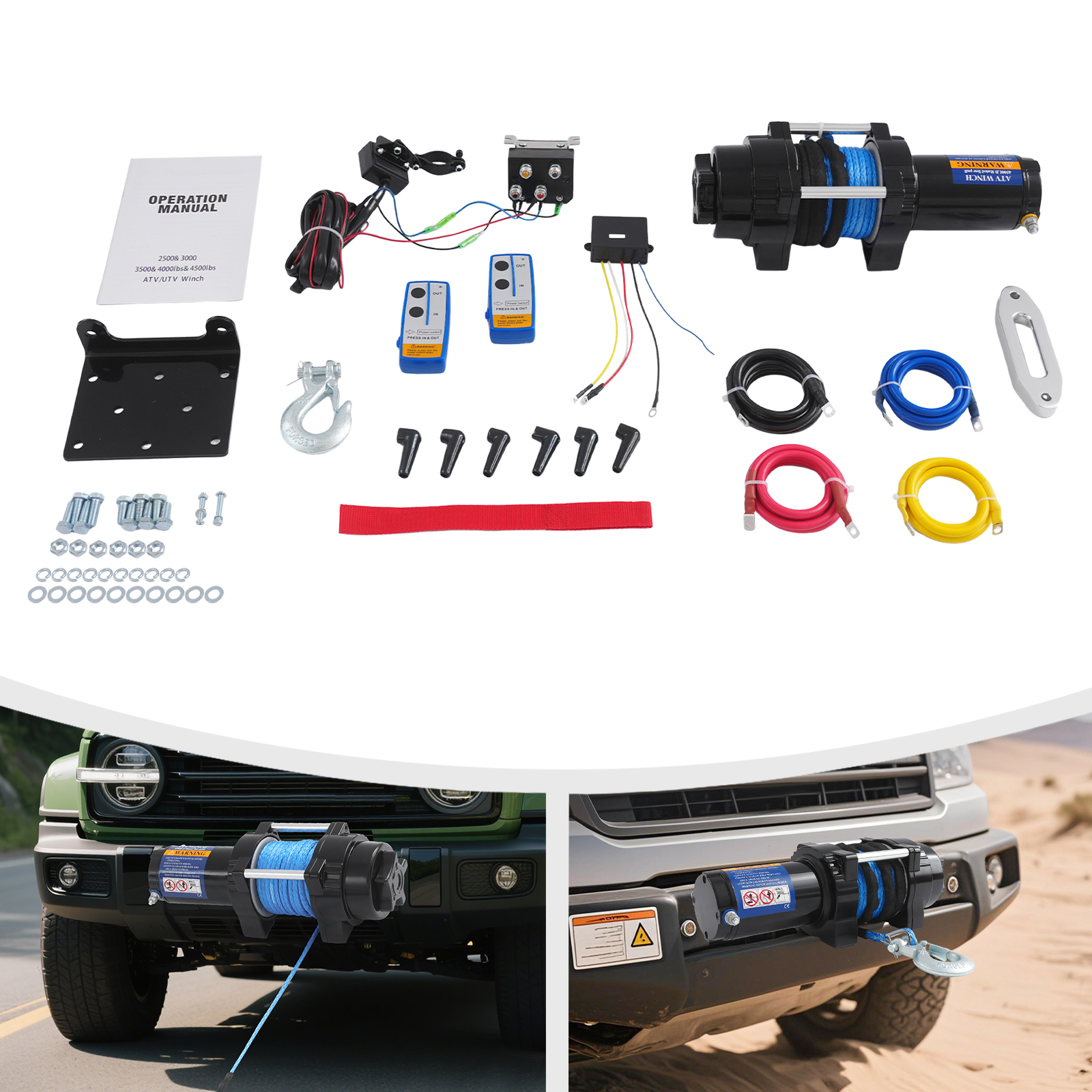 Electric Winch, 4500 lb Electric Winch with Locking Function, Electric Winch for ATV UTV SUV Pickup Off-road Vehicle