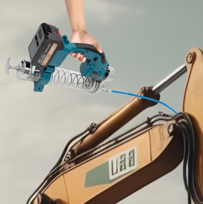 21V Akku-Ölpresse, ohne Akku und Ladegerät, mit Mundstück, Schlauch 21V Akku-Ölpresse, ohne Akku und Ladegerät, mit Mundstück, Schlauch