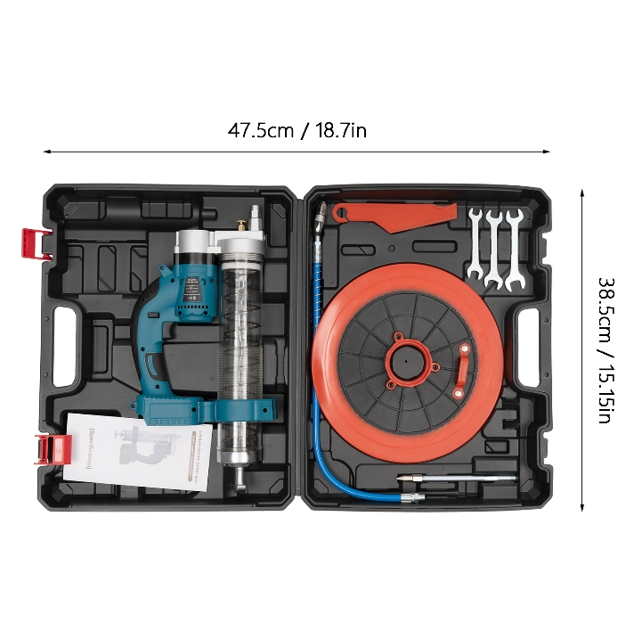 21V Akku-Ölpresse, ohne Akku und Ladegerät, mit Mundstück, Schlauch 21V Akku-Ölpresse, ohne Akku und Ladegerät, mit Mundstück, Schlauch