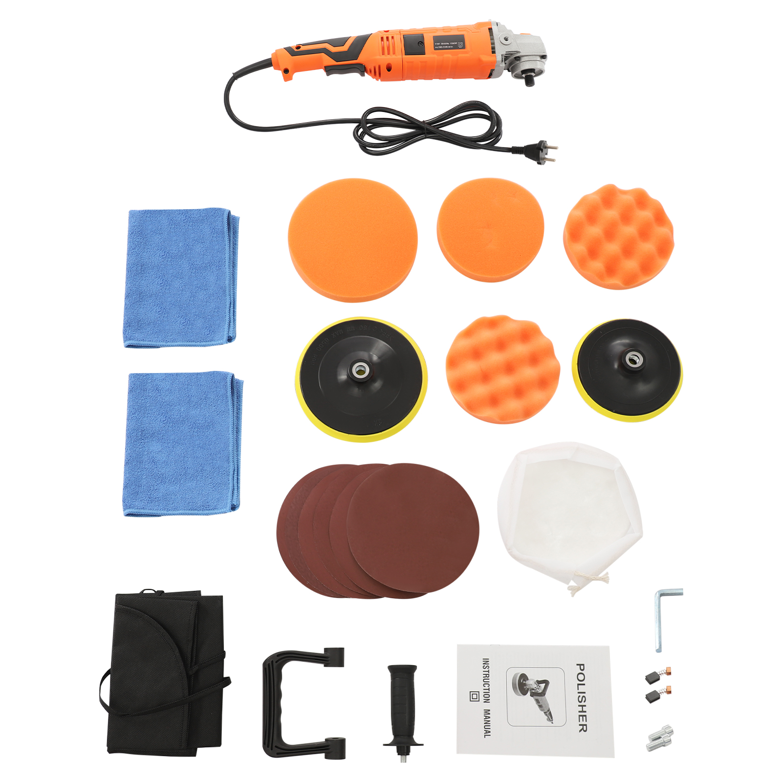 Car Polishing Machine, Car Polishing Machine Set with 7 Variable Speeds, Household Polishing Machine - Orange