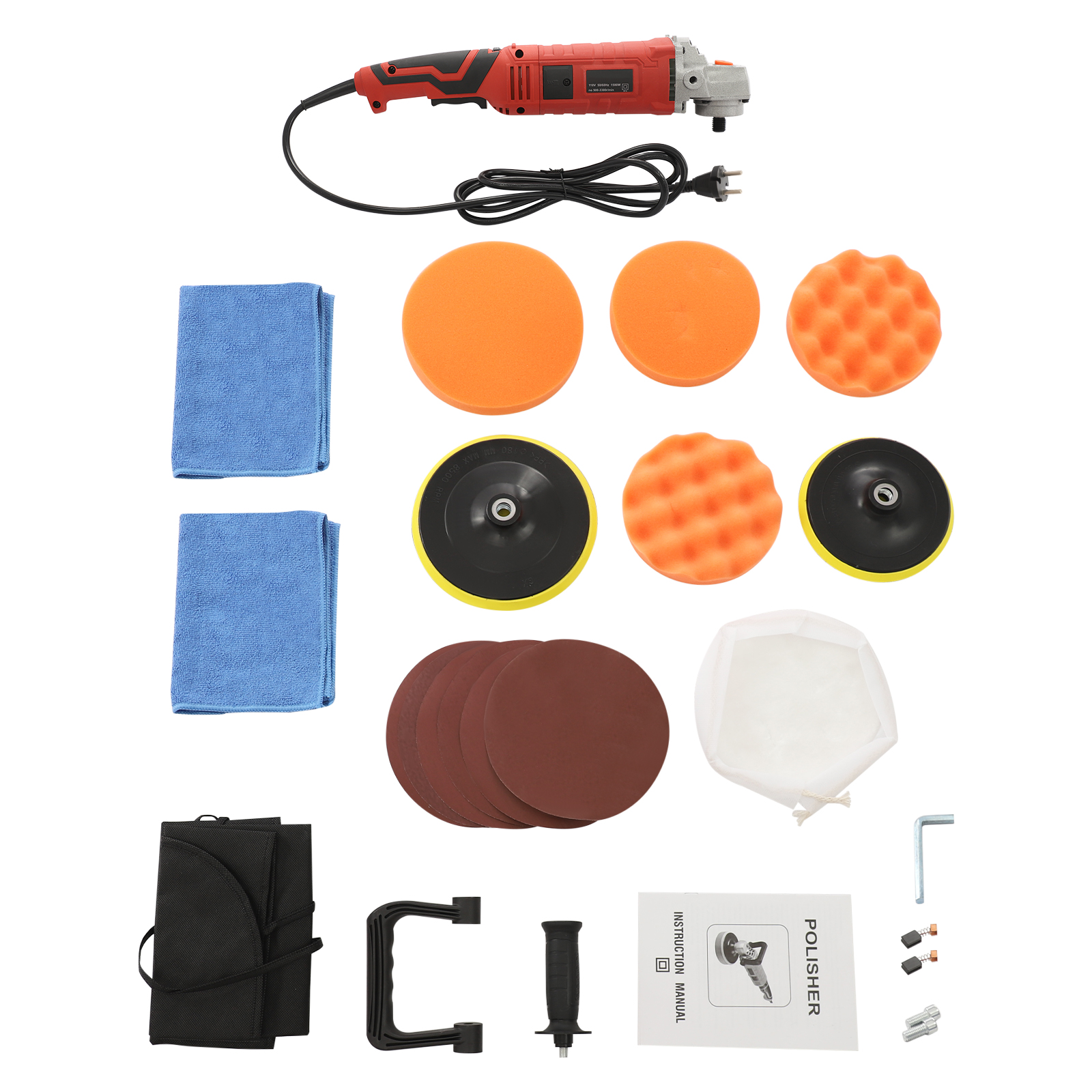 Car Polishing Machine, Car Polishing Machine Set with 7 Variable Speeds, Household Polishing Machine - Red