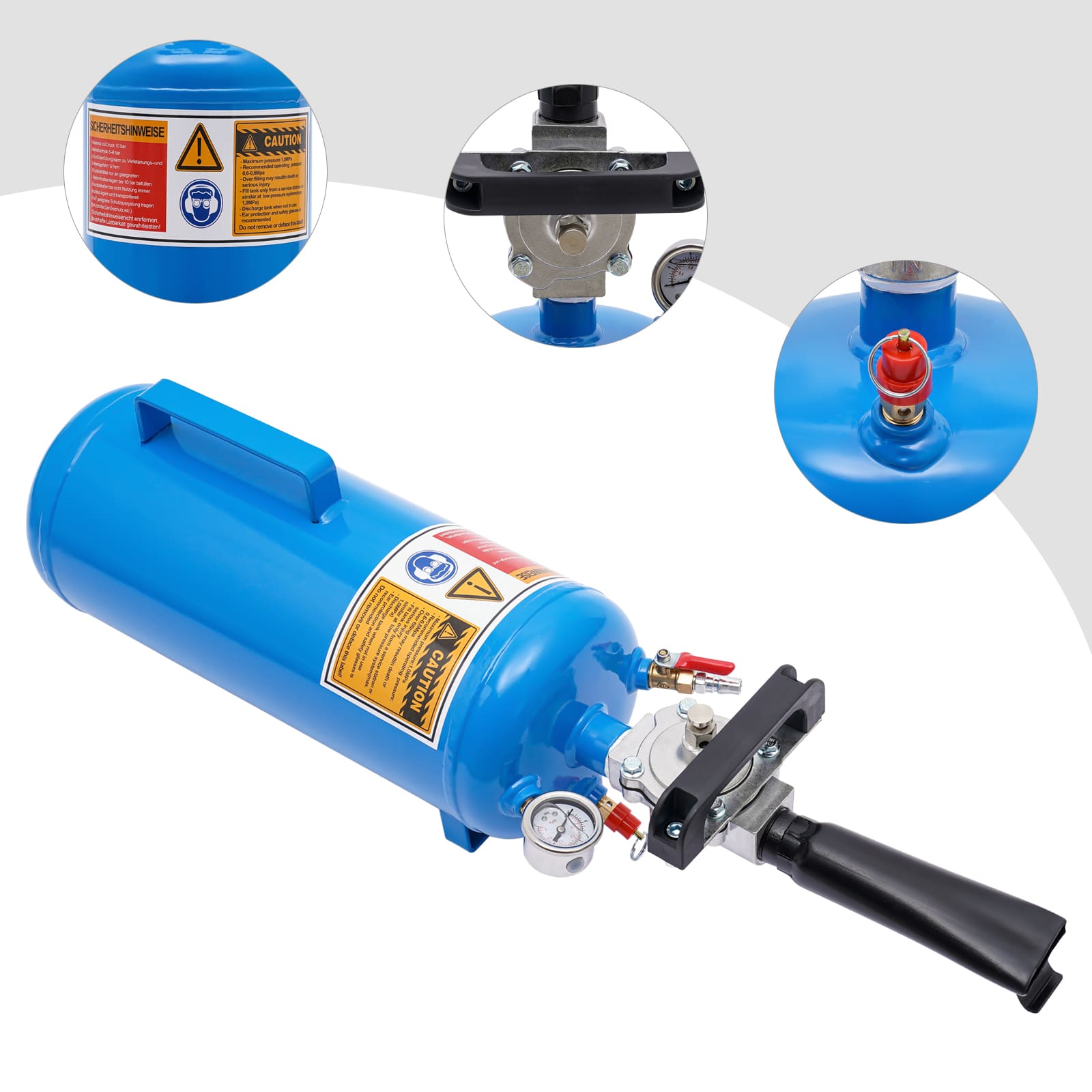 8-l-Reifenwulstfüller, Druckluft-Reifenfüller, Maximaldruck 1 MPa/145 PSI (blau) 8-l-Reifenwulstfüller, Druckluft-Reifenfüller, Maximaldruck 1 MPa/145 PSI (blau)