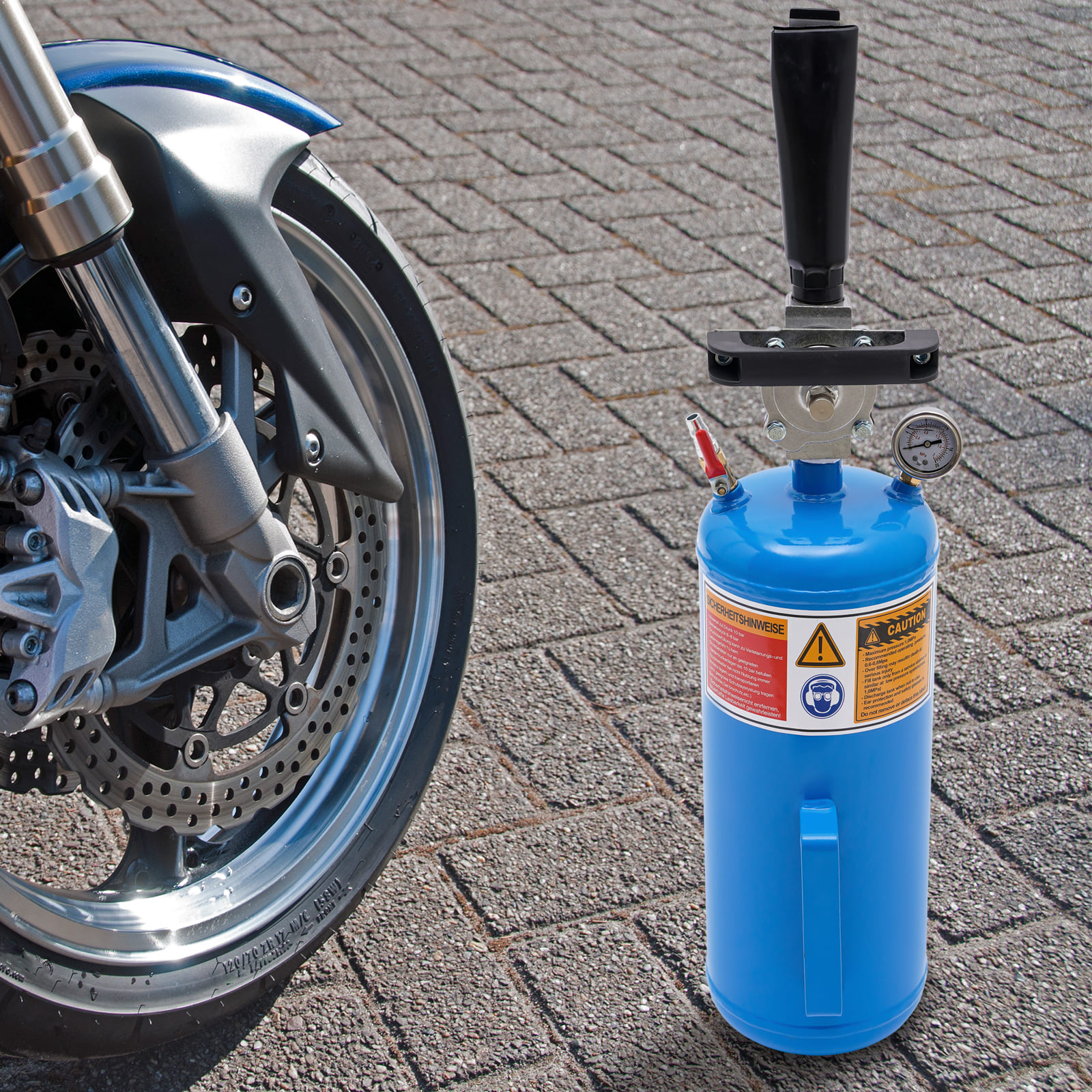 8-l-Reifenwulstfüller, Druckluft-Reifenfüller, Maximaldruck 1 MPa/145 PSI (blau) 8-l-Reifenwulstfüller, Druckluft-Reifenfüller, Maximaldruck 1 MPa/145 PSI (blau)