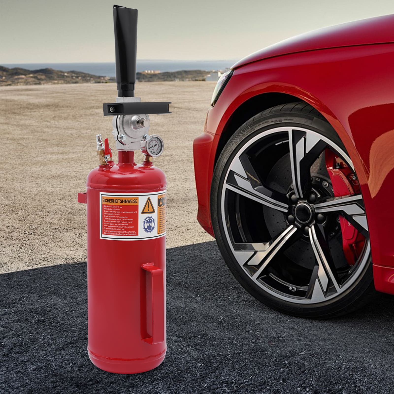 8-l-Reifenwulstfüller, Druckluft-Reifenfüller, Maximaldruck 1 MPa/145 PSI (rot) 8-l-Reifenwulstfüller, Druckluft-Reifenfüller, Maximaldruck 1 MPa/145 PSI (rot)