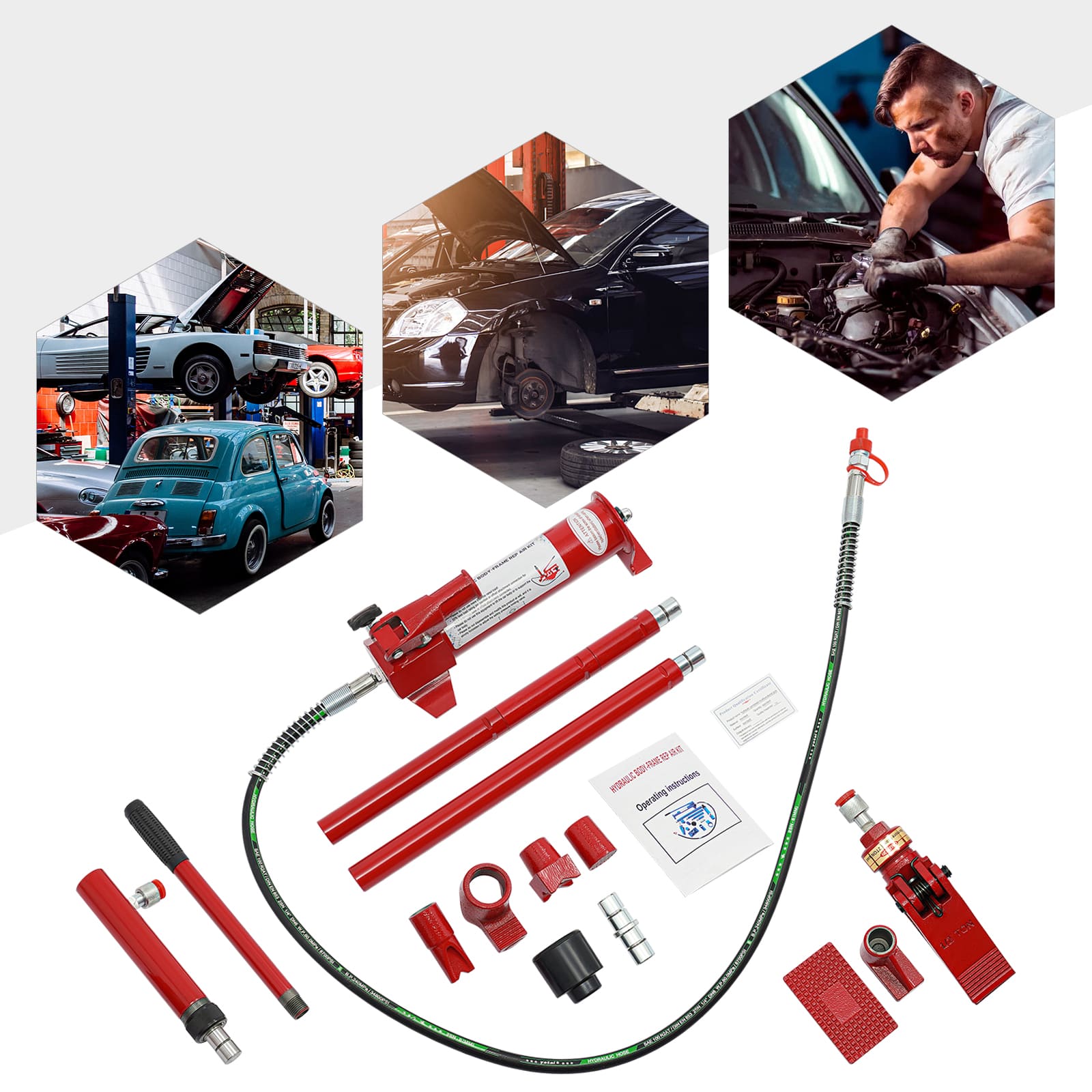 Kit de cric hydraulique, cric hydraulique divisé, capacité de charge 4 t/8 818,49 lb, utilisé dans les ateliers personnels (rouge) Kit de cric hydraulique, cric hydraulique divisé, capacité de charge 4 t/8 818,49 lb, utilisé dans les ateliers personnels (rouge)