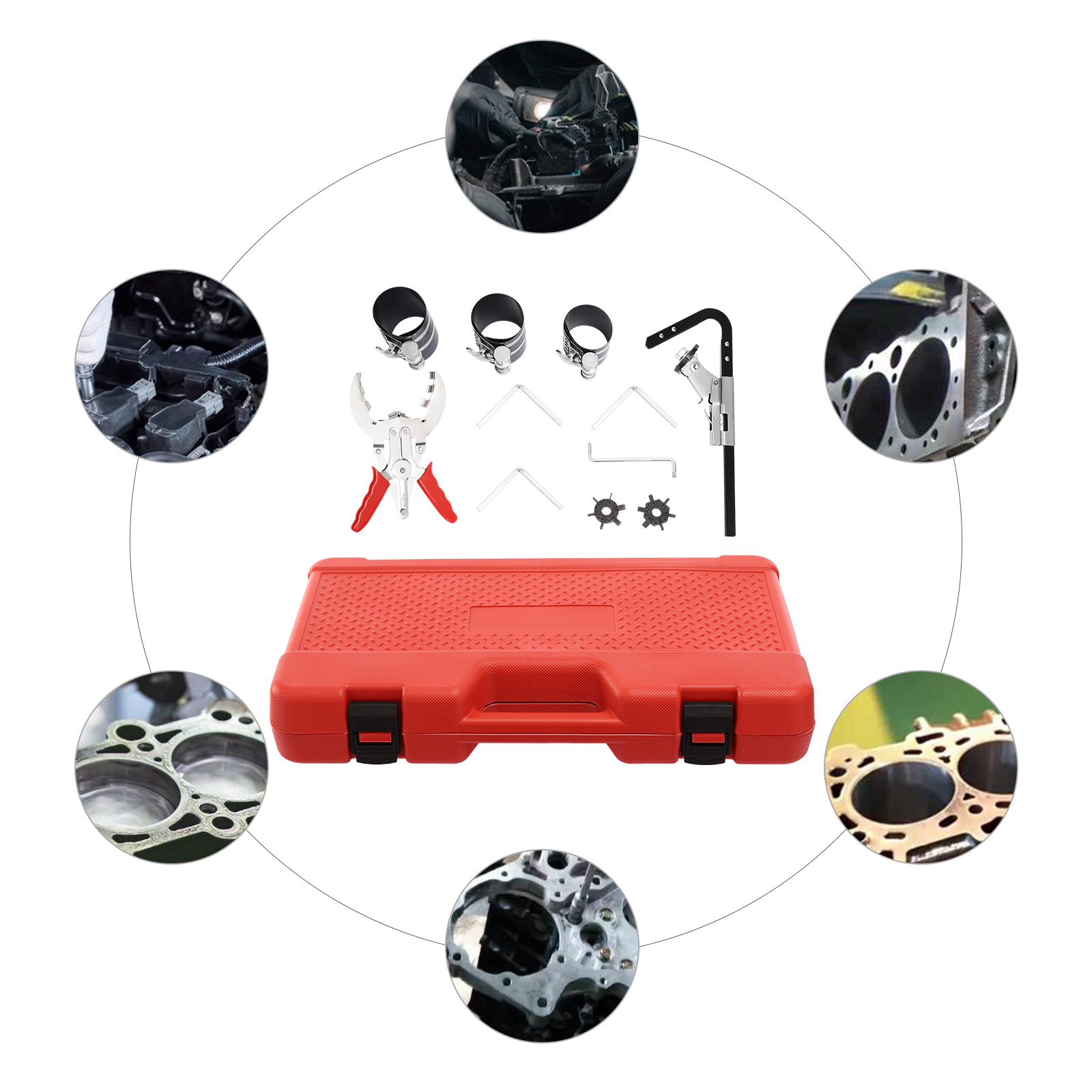 Piston Ring Service Tool Set, for Compression, Disassembly and Cleaning ...