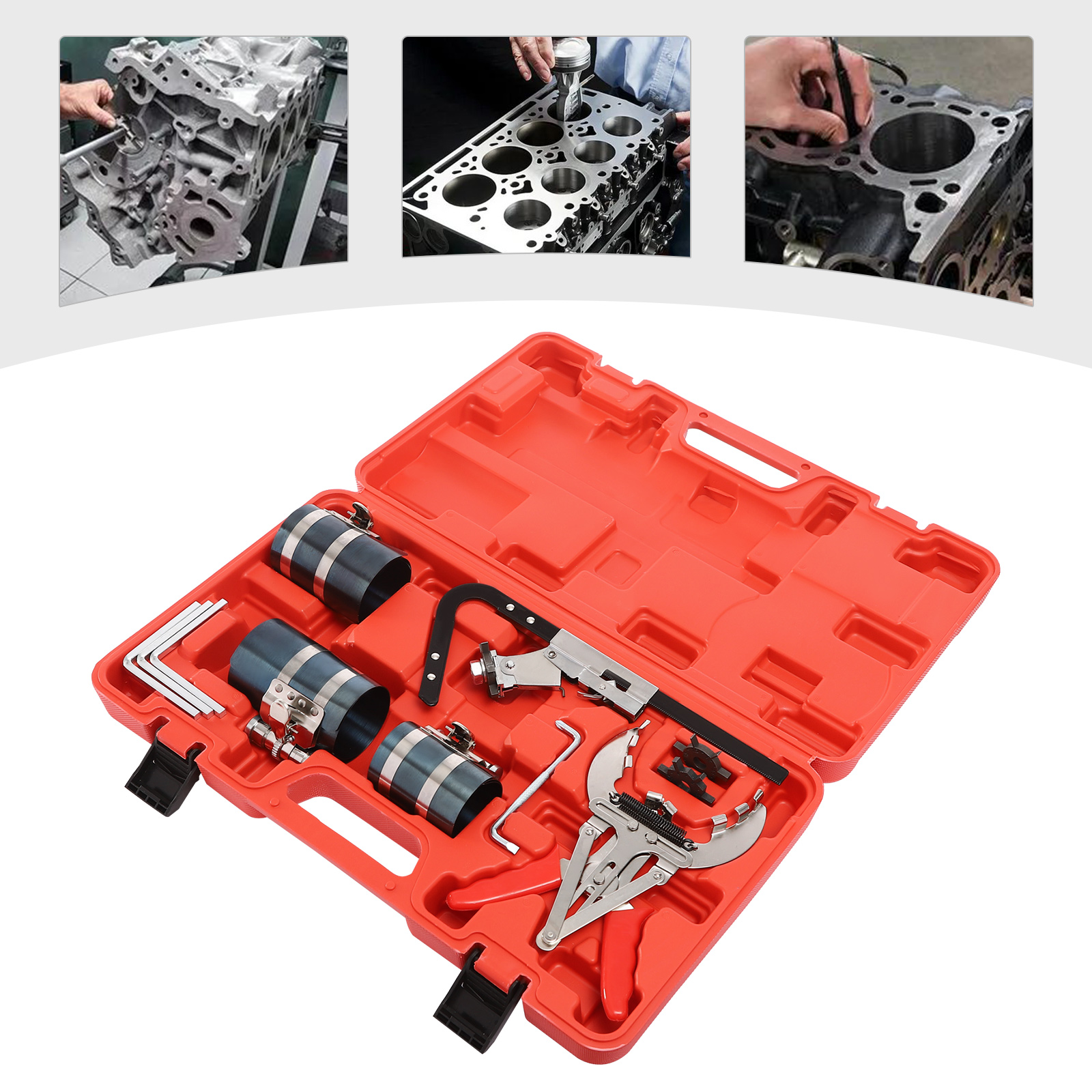 Piston Ring Service Tool Set, for Compression, Disassembly and Cleaning ...