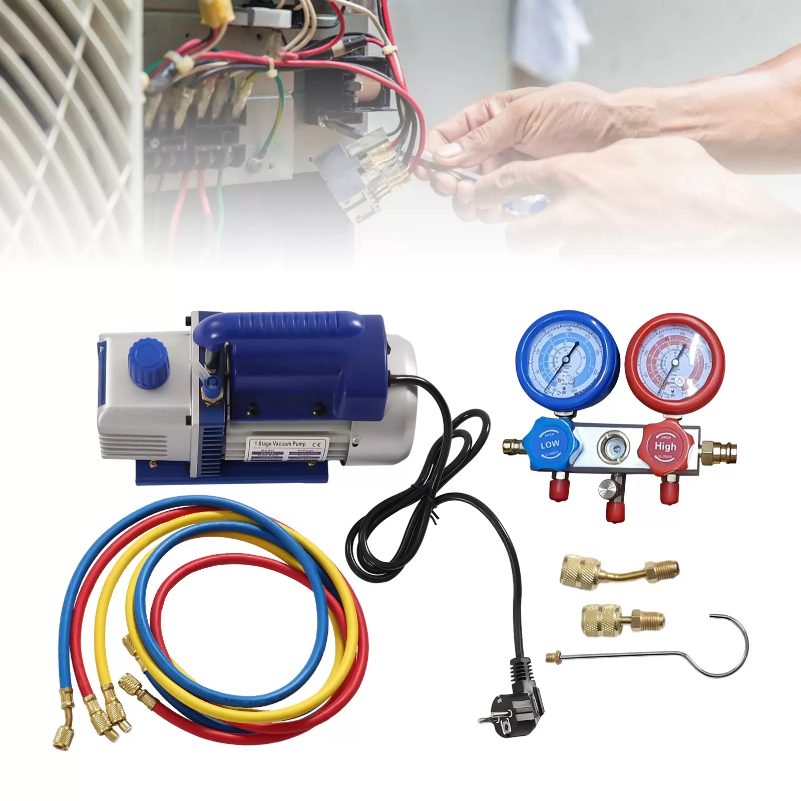 CNCEST Vakuumpumpe 180W 3CFM Unterdruckpumpe Kompressor Pumpe Klimaanlagen Vacuumpumpe für 1/4" Schlauch passen CNCEST Vakuumpumpe 180W 3CFM Unterdruckpumpe Kompressor Pumpe Klimaanlagen Vacuumpumpe für 1/4" Schlauch passen
